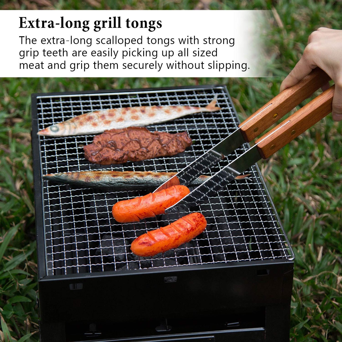 IMAGE 4 PCS Stainless Steel BBQ Grill Tool Set, Multifunctional Spatula, Barbecue Tong,Basting Brush,Meat Fork Durable in Use Grilling Kit for Cooking, Backyard Barbecue & Outdoor Camping
