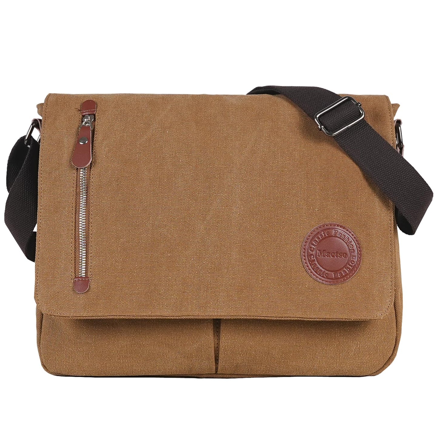 Vintage Canvas Satchel Messenger Bag for Men Women,Travel Shoulder Bag 13.5" Laptop Bags Bookbag (Coffee)