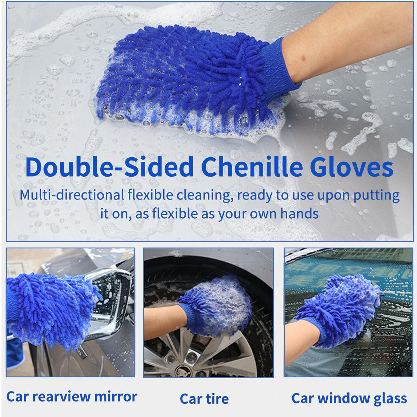 Meetchen Car Wash Brush with 62" 158cm Long-Handled Car Wash Kit, Car Detailing Kit, Car Detailing Kit ,Complete Car Cleaning Supplies