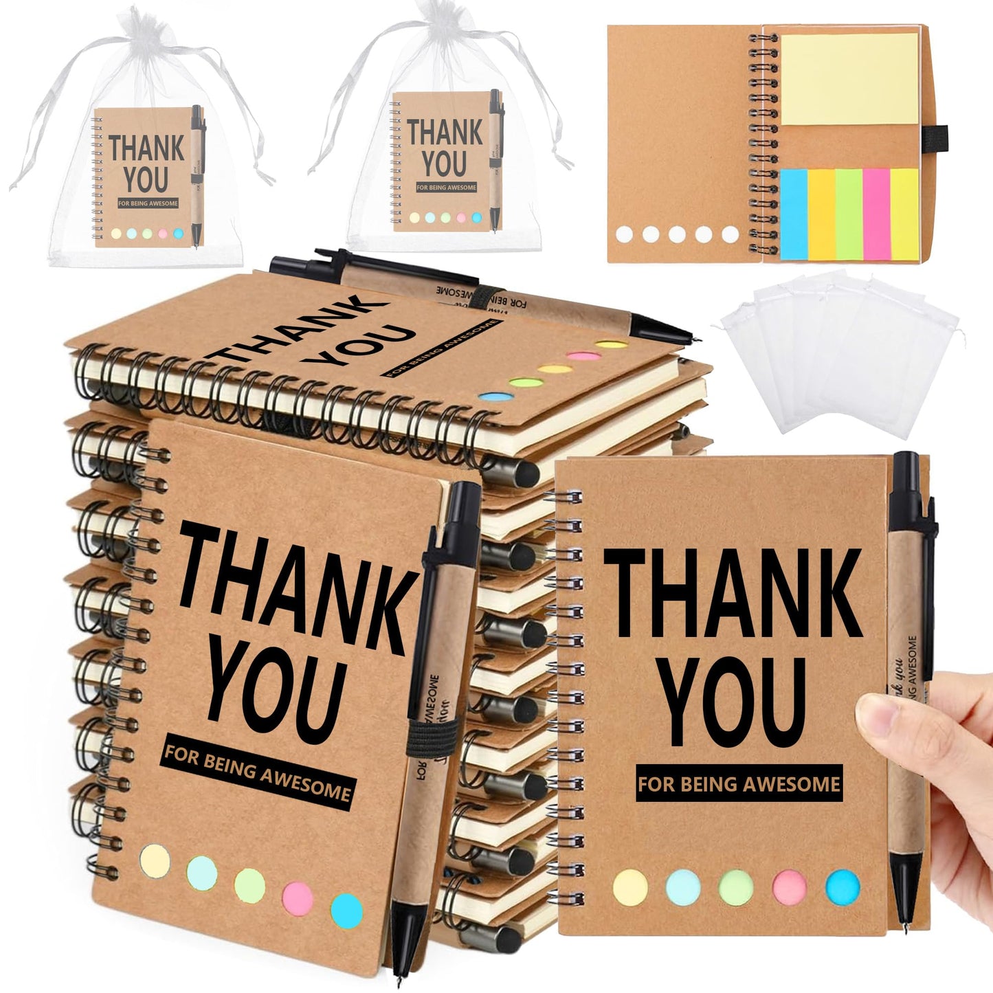 Dhjkko 24pcs Employee Appreciation Gifts Bulk,Staff Appreciation GiftsThank You Gifts Perfect for Teachers Nurses Coworkers Graduation with Sticky Note Notepad and Ballpoint Pen