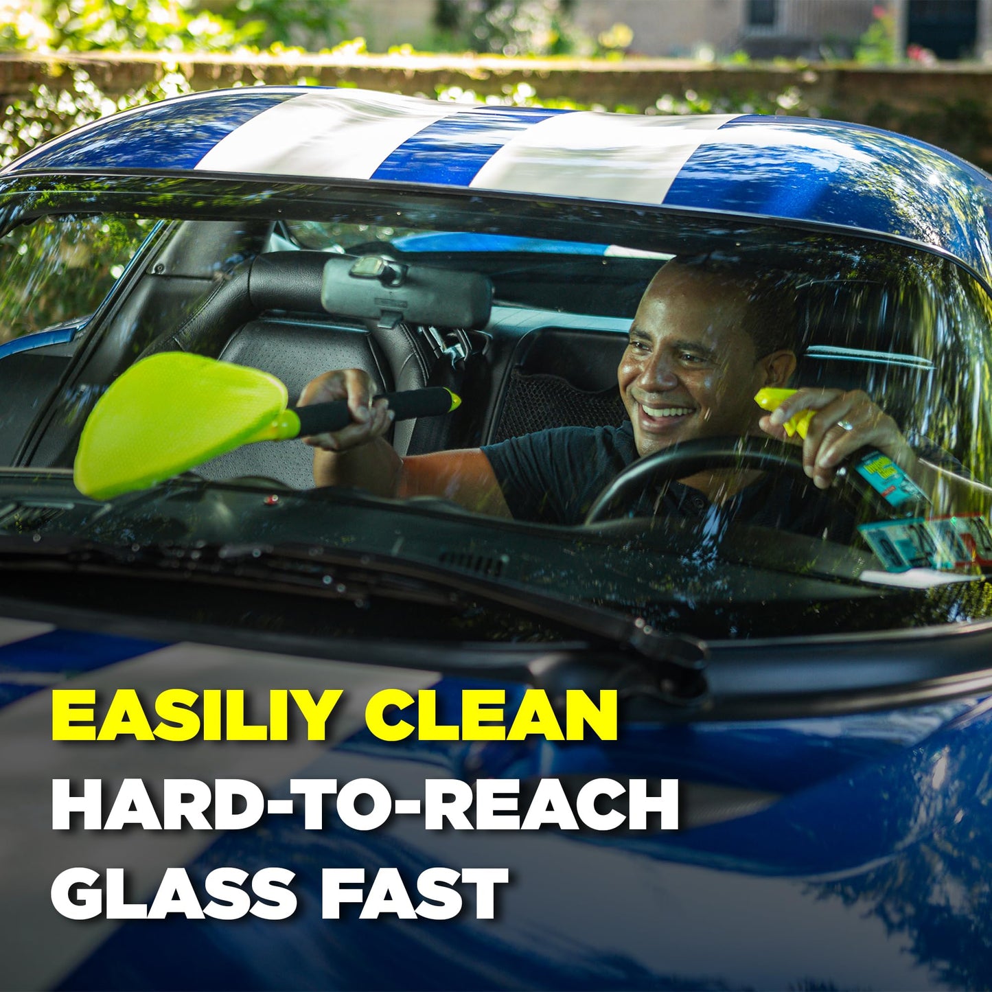 Invisible Glass 99031 Reach and Clean Tool Combo Kit with Windshield Wand Cleaning Tool for Those Hard-to-Reach Places and Invisible Glass Premium Glass and Window Cleaner for Auto and Home, Yellow