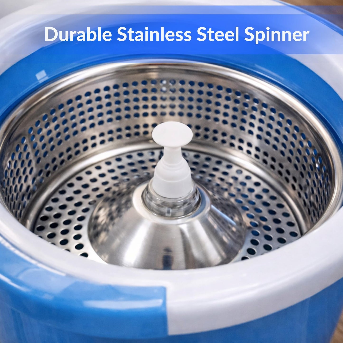 NESTLYF Spin Mop & Bucket Set Blue, 2 PCS Microfiber Mops with Stainless Steel Handle, Easy Self-Wringing System, Durable ABS Bucket, Deep Cleaning for Home Floors