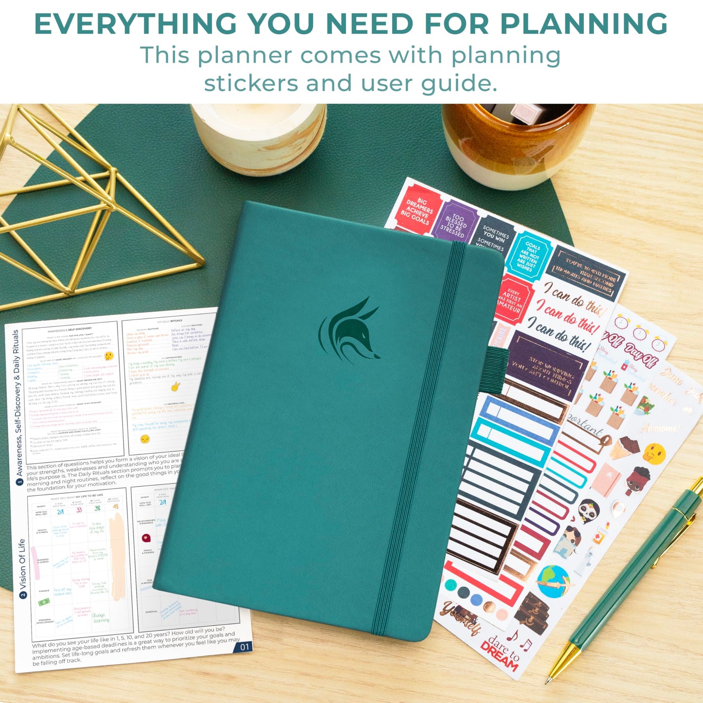 Clever Fox Planner Schedule – Weekly & Monthly Life Planner with Time Slots, Appointment book, and Daily Organizer to Increase Productivity, Undated, A5 (5.8″x8.3″) Hardcover, Lasts 1 Year, Turquoise