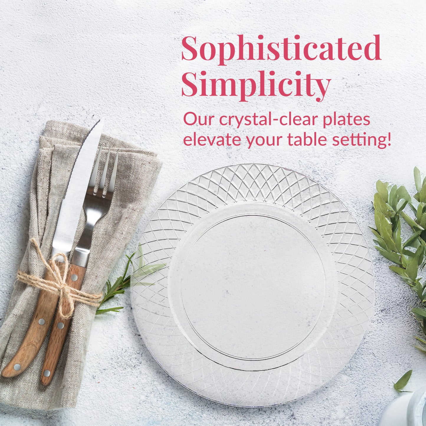 Prestee 102 Clear Plastic Plates Disposable - 6.25-inch Heavy Duty Hard Plastic Clear Plates for Party - Elegant Round Cake, Dessert, Salad, Appetizer, Dinner - Plate for Holiday Parties