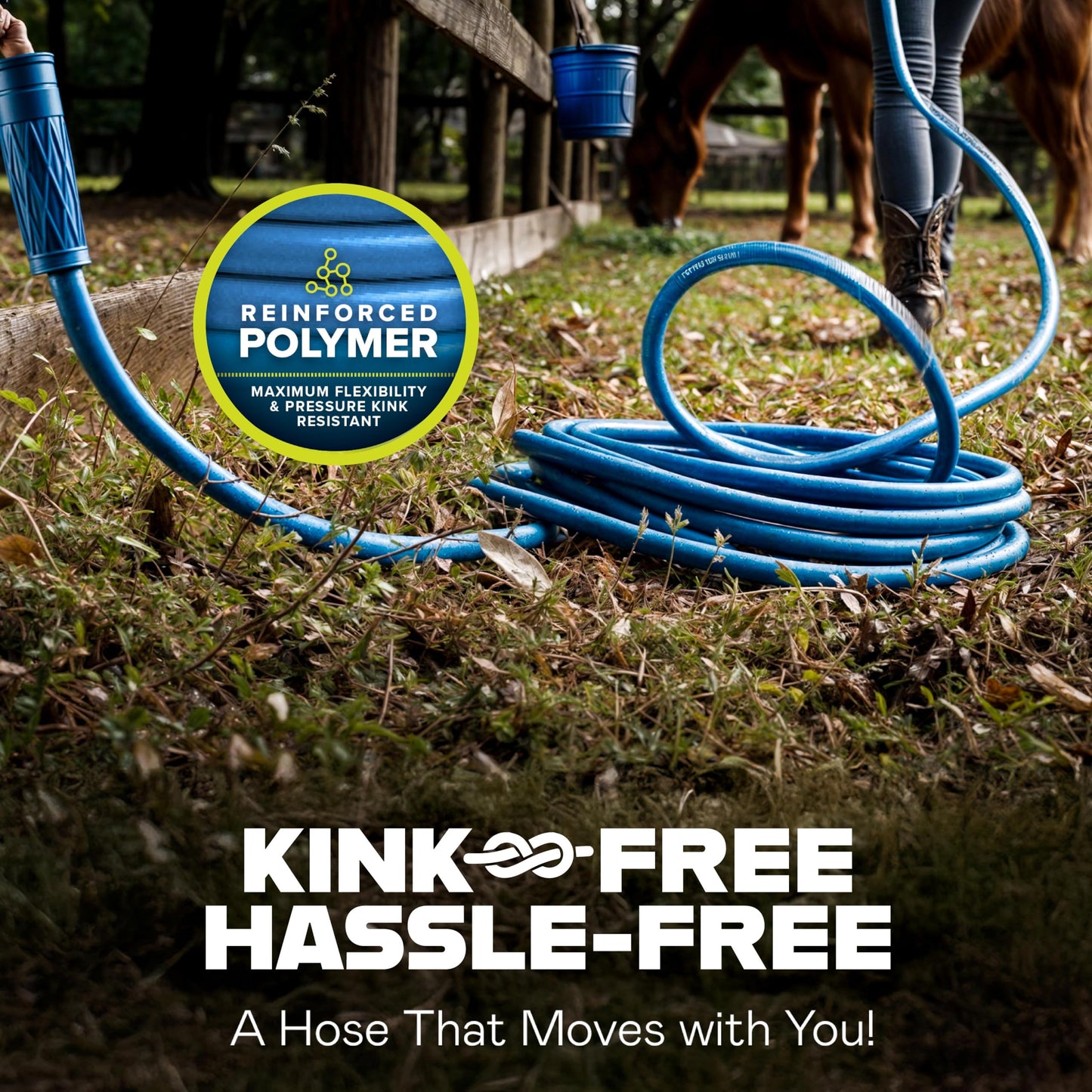 Invictus 50Ft Garden Hose with Nozzle, Premium Heavy Duty Drinking Water Hose 50 Ft, Lightweight, Reinforced 2-Layer Strength, Kink Free, Easy Connect Crush Resistant Fittings, Flexible, 400 PSI