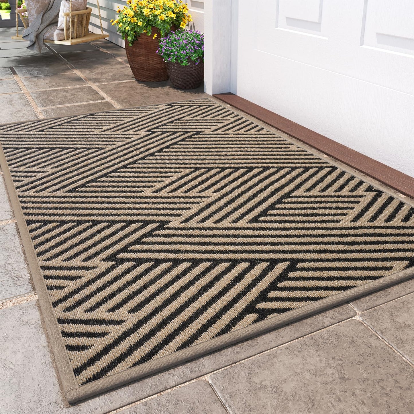 YDKGL Door Mat Indoor Outside Entrance 31"x47", Low-Profile Non Slip Outdoor Inside Doormat Entryway Mat, Dirt Resistant Absorbent Front Porch Welcome Entry Mats, Washable Easy Clean, Brown