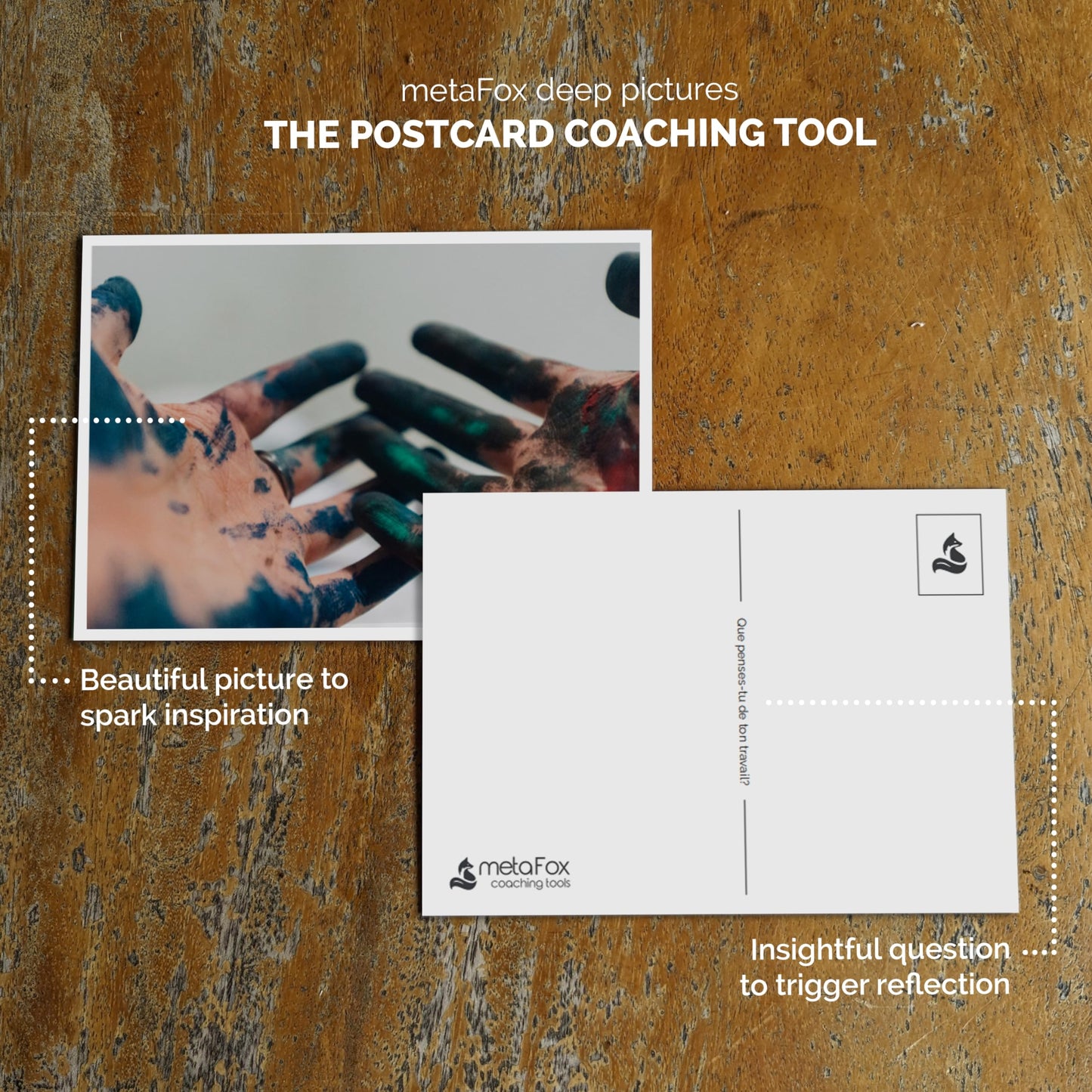 metaFox - 52 Inspirational Cards, Positive Affirmations & Motivational Postcards, Picture Cards For Coaching & Therapy, Mindfulness, Original Motivational Deck
