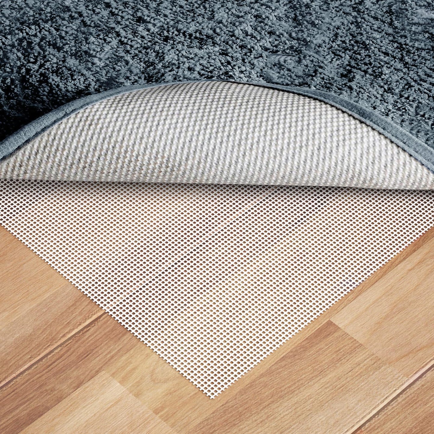 Silicone Non Slip Rug Pad, Anti Skid Thin Rug Gripper, Carpet underpad for Hardwood Surface Floors, Keep Area Rugs in Place - 6x9 Ft