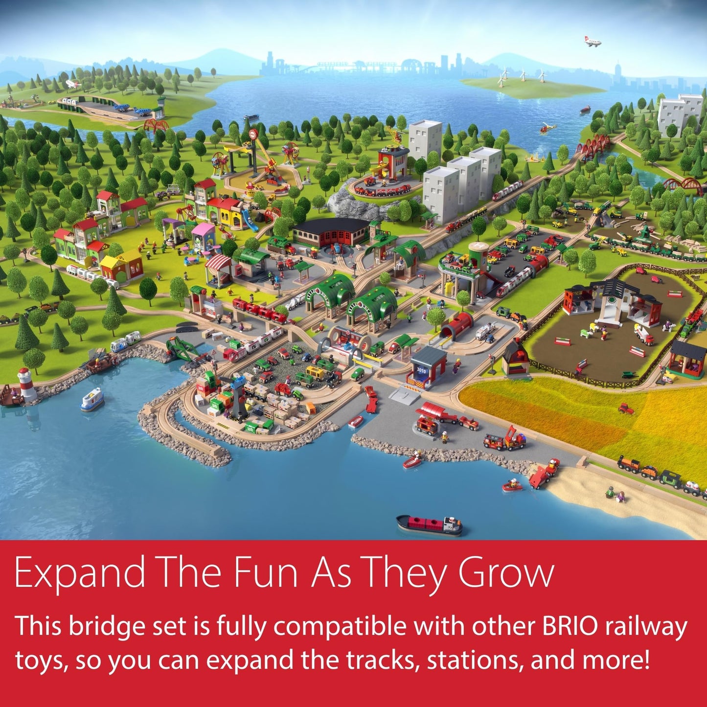 BRIO World - 33683 Double Suspension Bridge | 5 Piece Toy Train Accessory for Kids Age 3 and Up