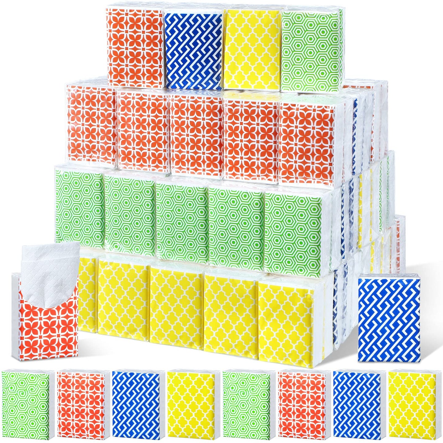 Yinder 120 Packs Travel Size Pocket Tissues 3 Ply Facial Paper Bulk Geometric Small Wallet Tissues for 2026 Graduation Business Trip Ceremony School Classroom Office Car Wedding Party Supplies(Modern)