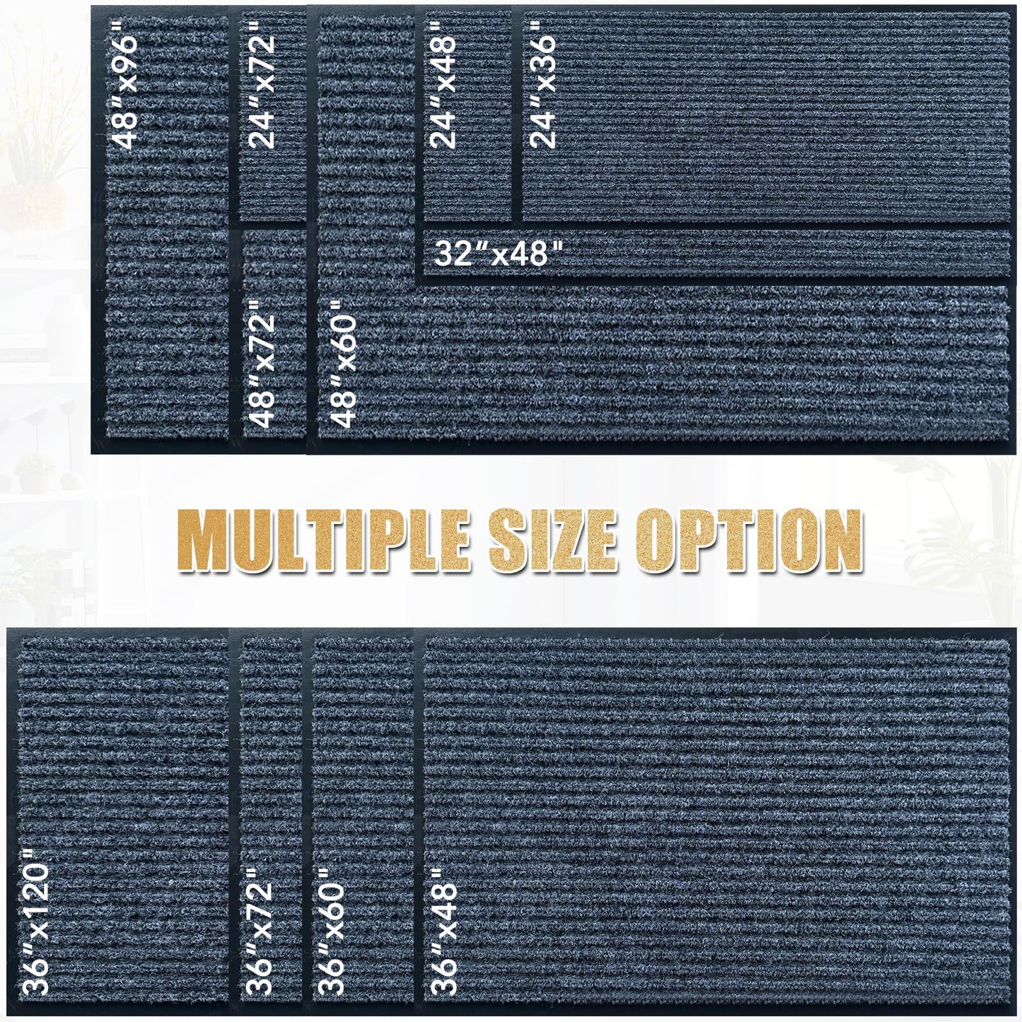 Front Door Mat,2.7'x4'Indoor Outdoor Door Mat,Heavy Duty Welcome,Commercial Floor Mats Inside Outside Entrance,Waterproof All-Season, All-Weather Non Slip Backing Doormat for Entryway,Dark Gray