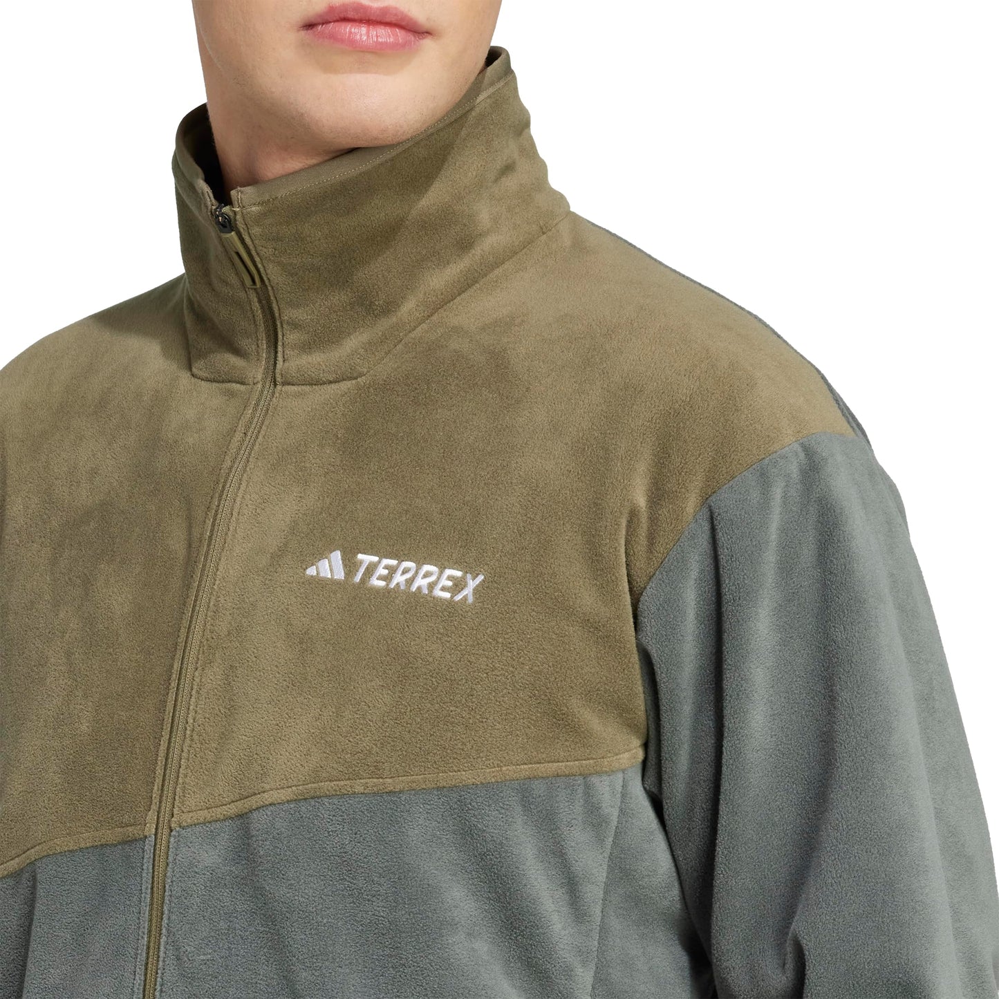 adidas Mens Terrex Multi Full-Zip Fleece Hiking Jacket,Ivy/Olive Strata,Medium