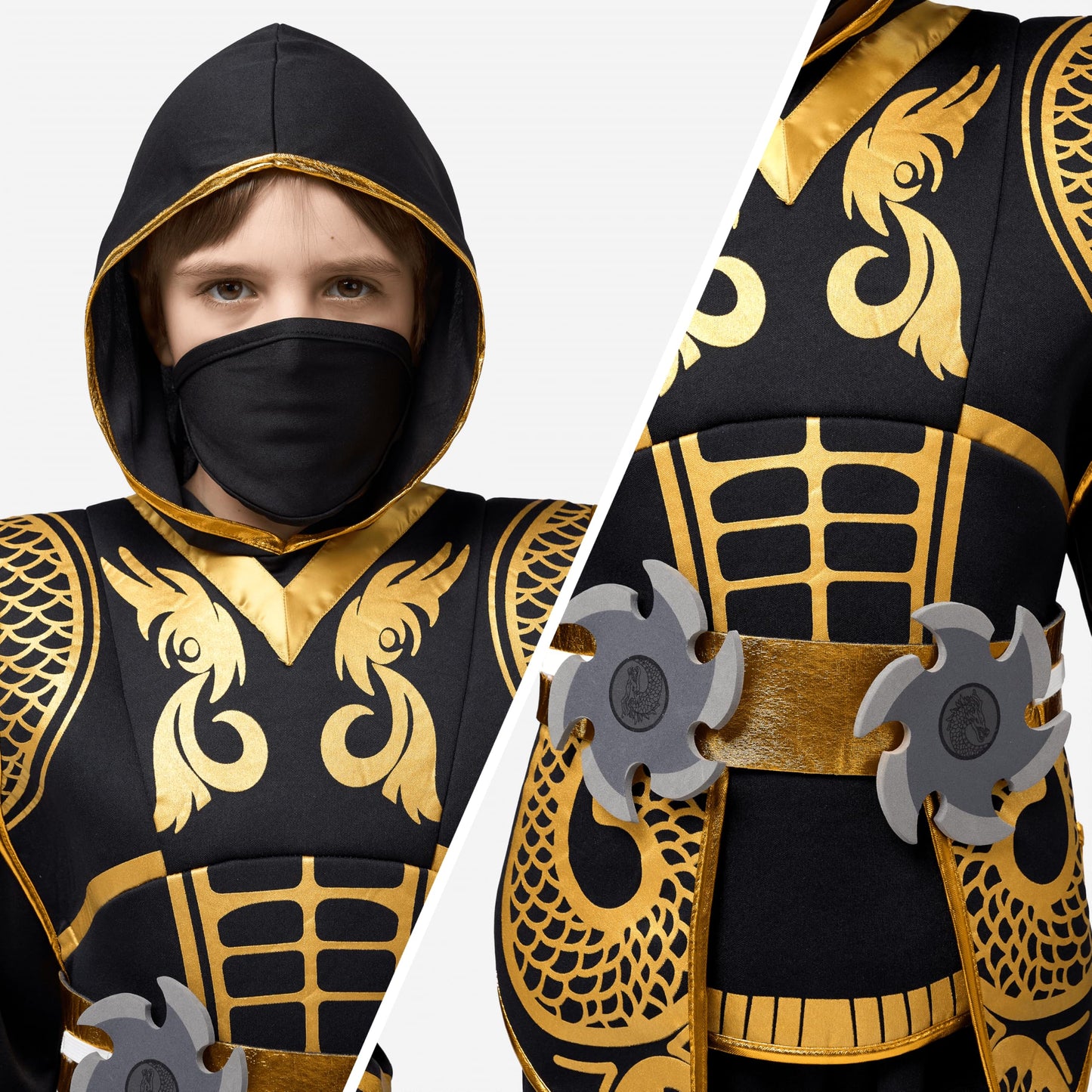 Spooktacular Creations Kids Golden Ninja costume for Boys Halloween Dress Up-S