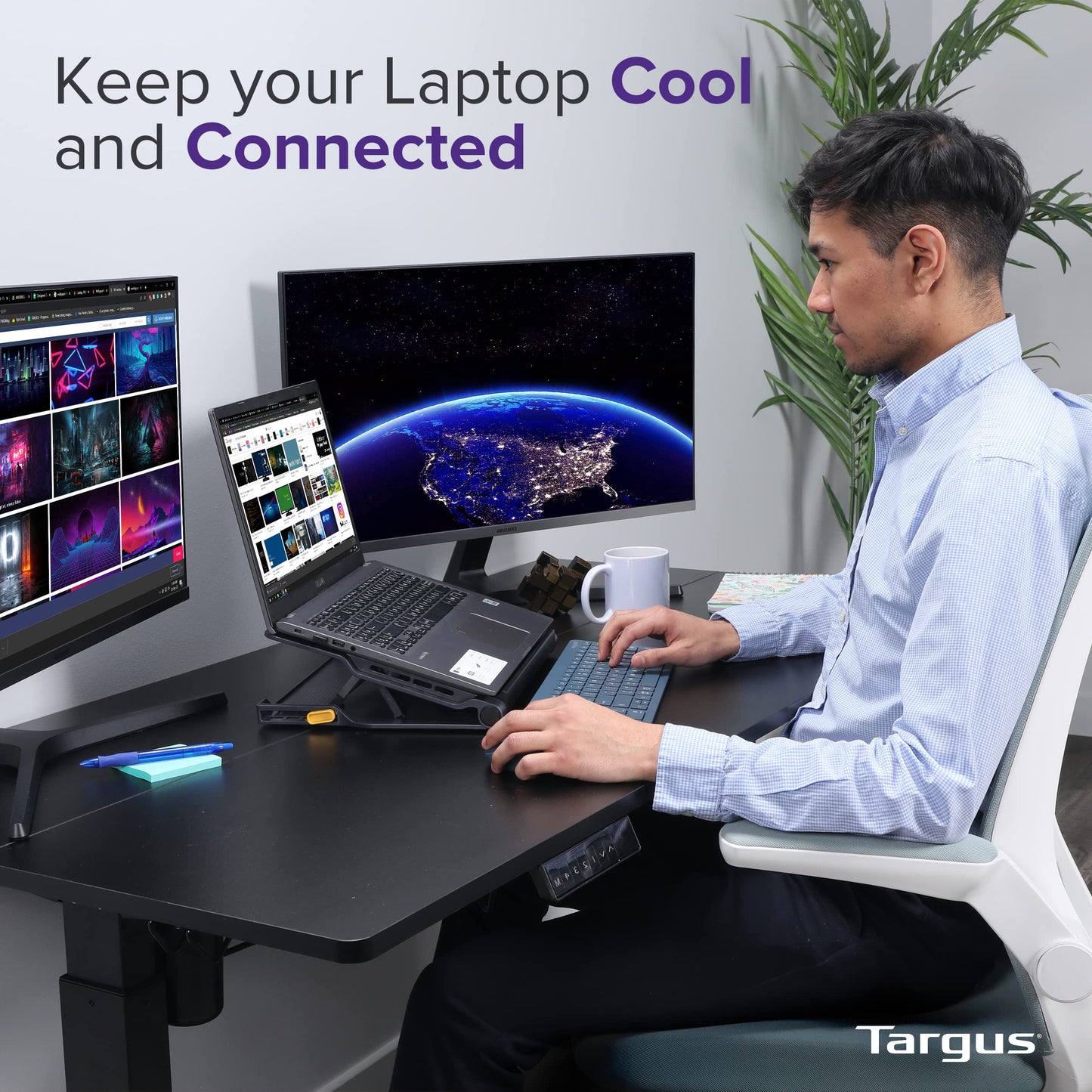 Targus Chill Hub and Chill Mat with 4-Port Hub for Laptops up to 17-Inch Black, (AWE81US)