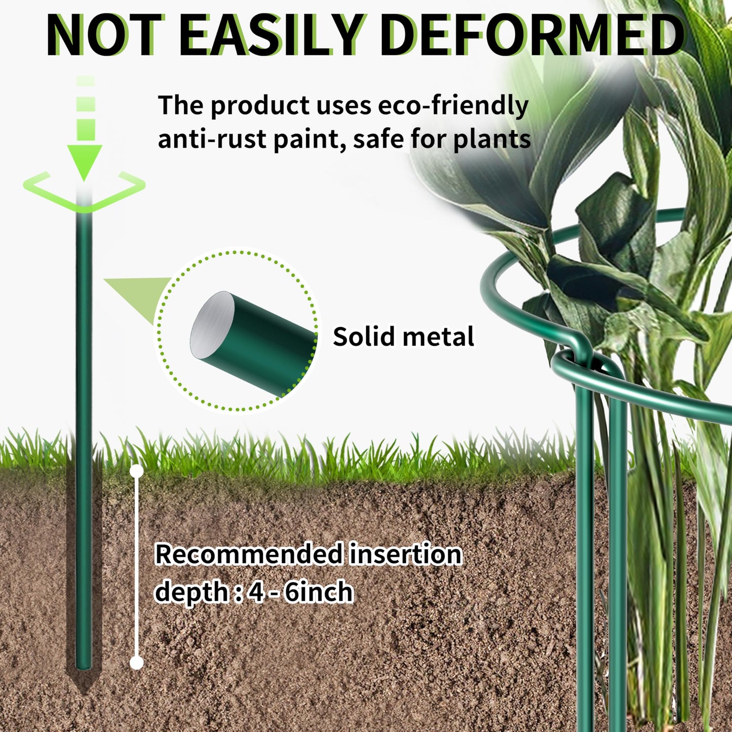 TCBWFY 10 Pack Plant Support Stakes, 10" W x 16" H Peony Cages and Supports, Heavy-Duty 4.5mm Metal Wire Garden Supports, Interlocking Garden Support Rings for Roses, Hydrangeas, Tomatoes, Vines