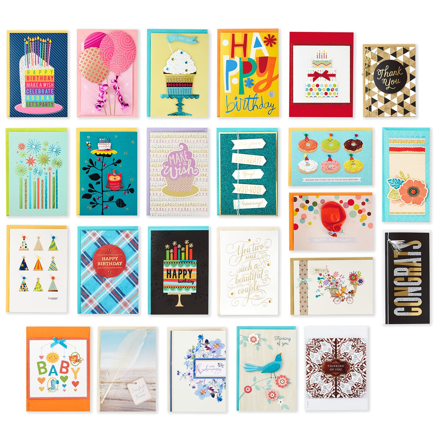 Hallmark Pack of 24 Handmade Assorted Boxed Greeting Cards, Modern Floral—Birthday Cards, Baby Shower Cards, Wedding Cards, Sympathy Cards, Thinking of You Cards, Thank You Cards