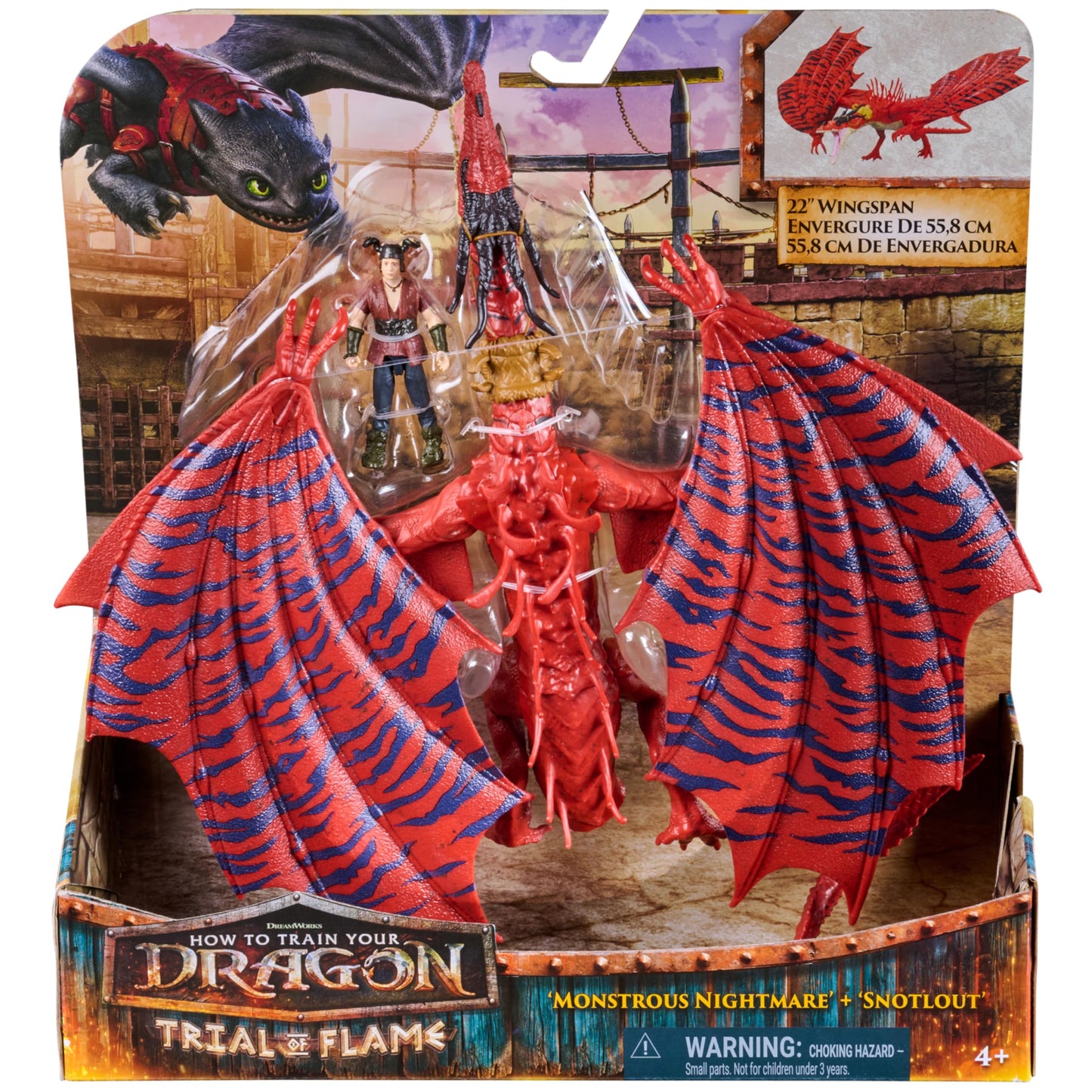 Dreamworks Dragons How to Train Your Dragon, Monstrous Nightmare and Snotlout, Viking Duo Action Figures, Kids Toys for Boys Ages 4 and up