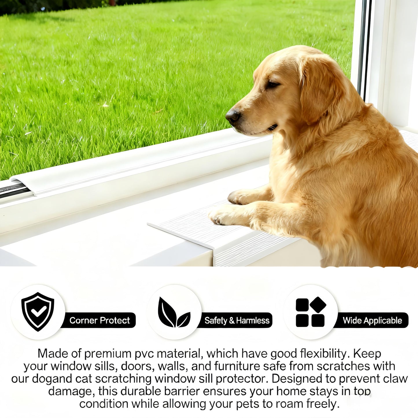 Dog Scratching Windows Sill Protector, Window sill Protector for Dogs, Prevent Dog and Cat Scratching, 4 x 1.6 inch Rubber Furniture Edge Protectors(157.4" White)