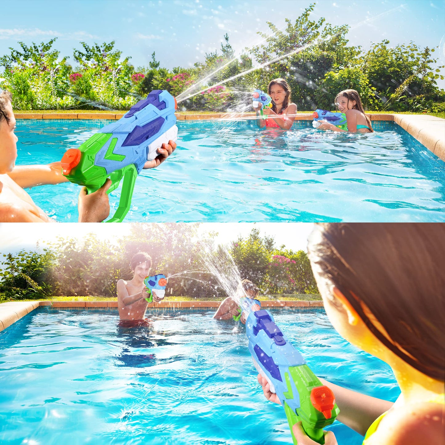 4 PCS Water Gun for Kids, Super Squirt Guns Water Soaker Blaster - 4 Shooting Modes Switch - 26 Ft Long Shooting Range - Summer Water Toys Gun for Boys Girls Adults Outdoor Pool/Garden