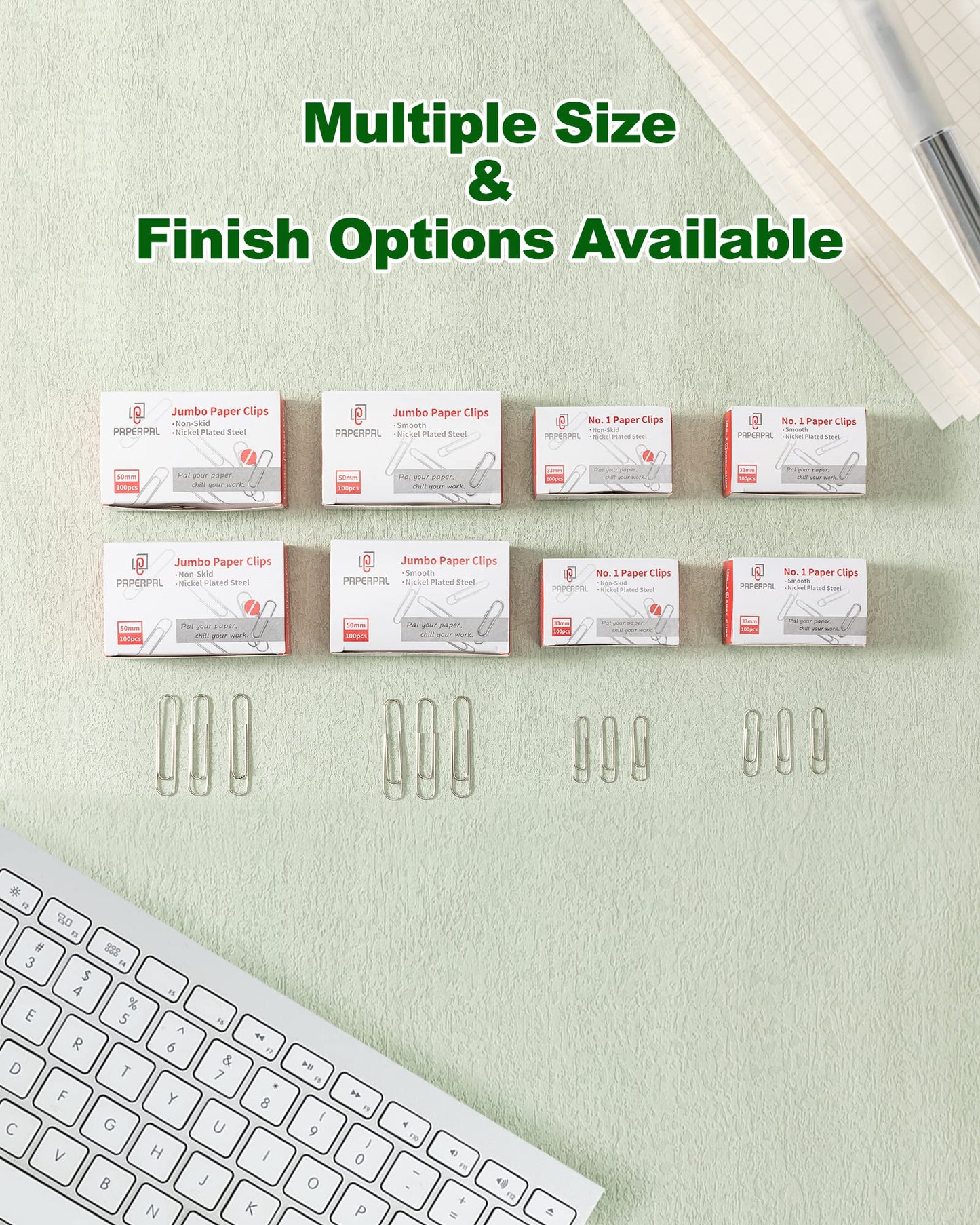 PAPERPAL Jumbo Paper Clips Smooth, 1000 Large Paperclips (10 Boxes of 100 Each), Bulk Paperclips for Office School & Personal Use, Daily DIY, 2" Silver Paper Clips Jumbo Size