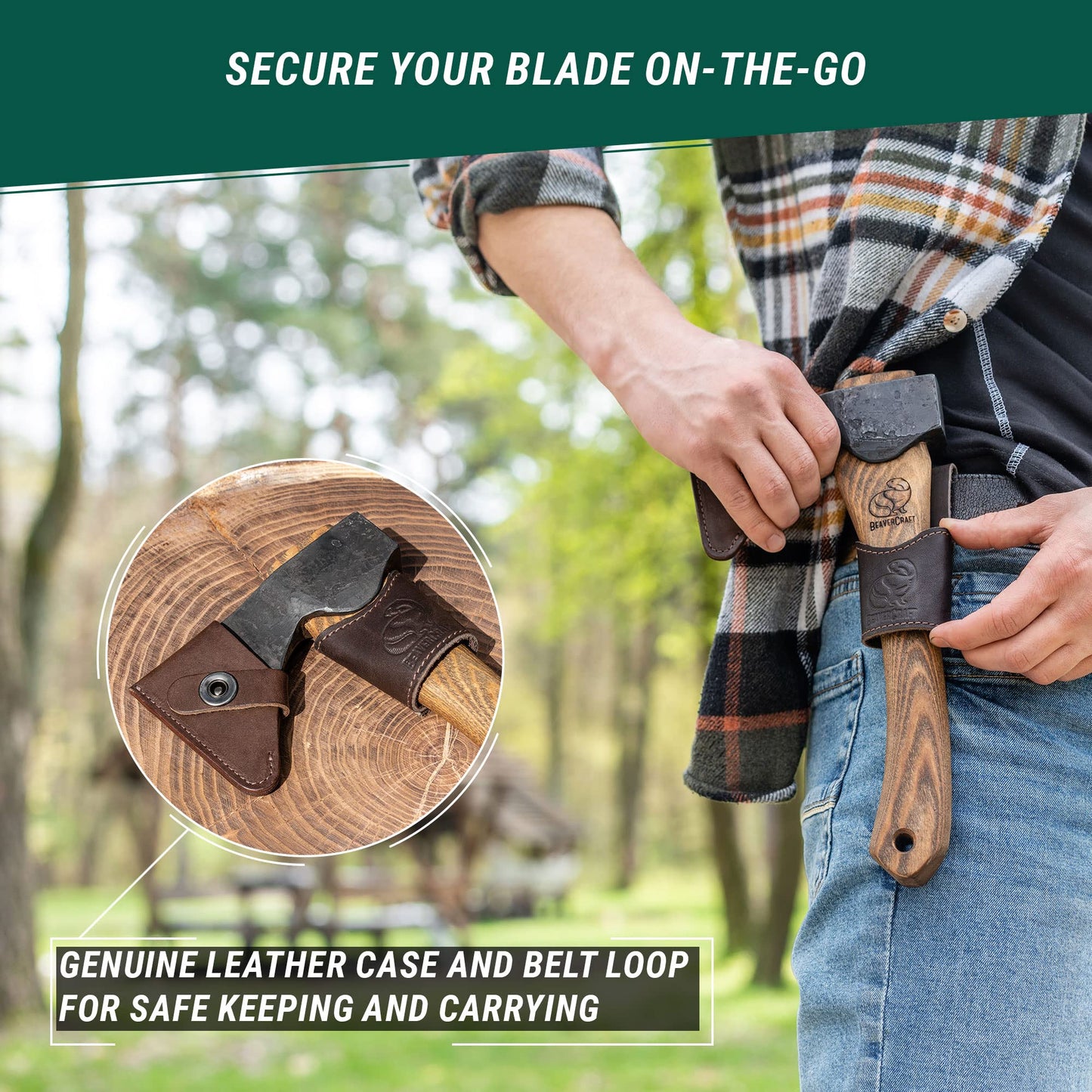 BeaverCraft Wood Carving Axe Hatchet with Sheath AX1 - Forged Axes Bushcraft Hatchet for Camping - Small Forest Axe for Chopping, Splitting - Gardening Axes with Wooden Handle, Wood Carving Tools