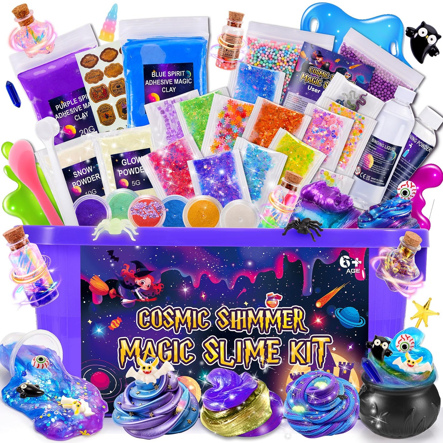 Slime Kit, decked Galaxy Slime Making Kit DIY Kit Slime Kit for Girls with Glitter Powder, Galaxy Stickers Craft Kits for Kids 6-12 Year Old Easter Birthday Gifts for Girls 6 7 8 9