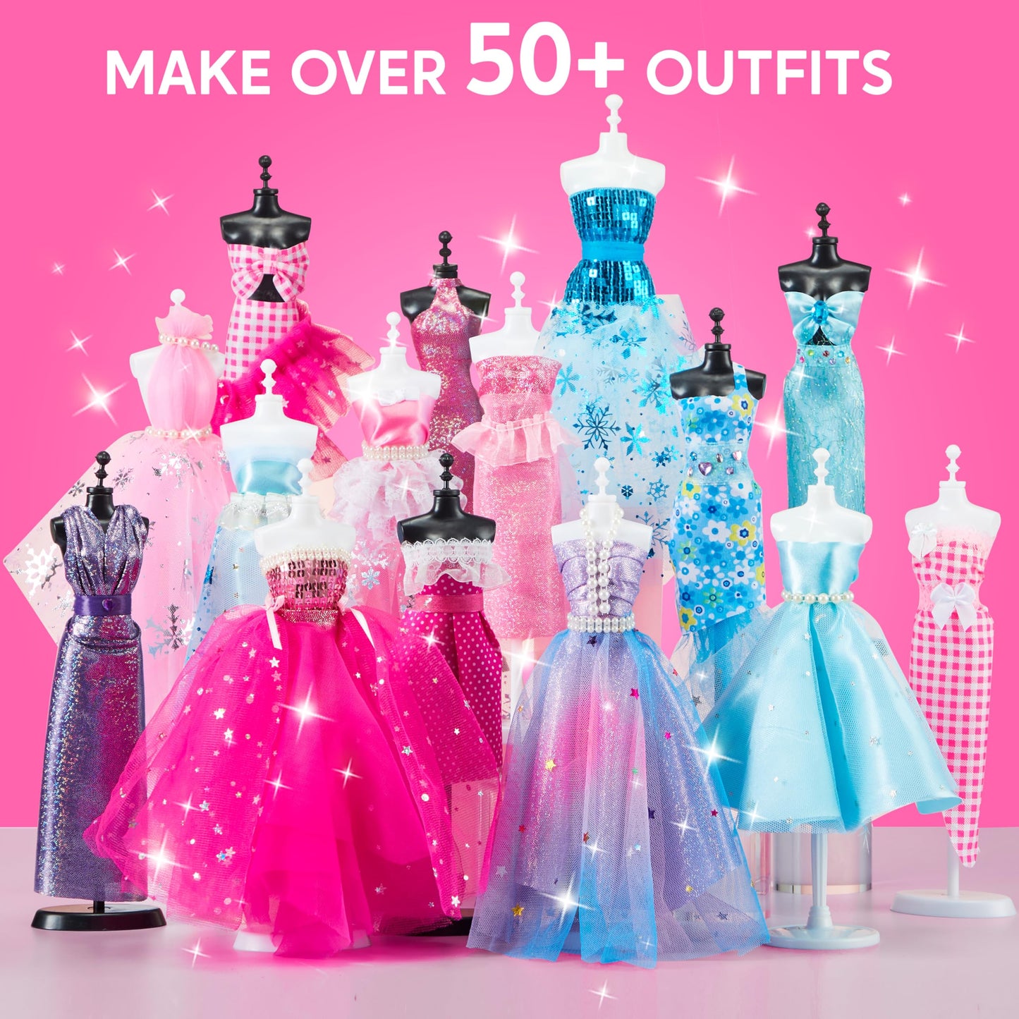 Klever Kits 400+PCS Fashion Design Crafts for Kids Art and Crafts Toy DIY Sewing Crafts with 3 Mannequins for Girls Aged 8-12，Christmas Toys Gifts for Kids