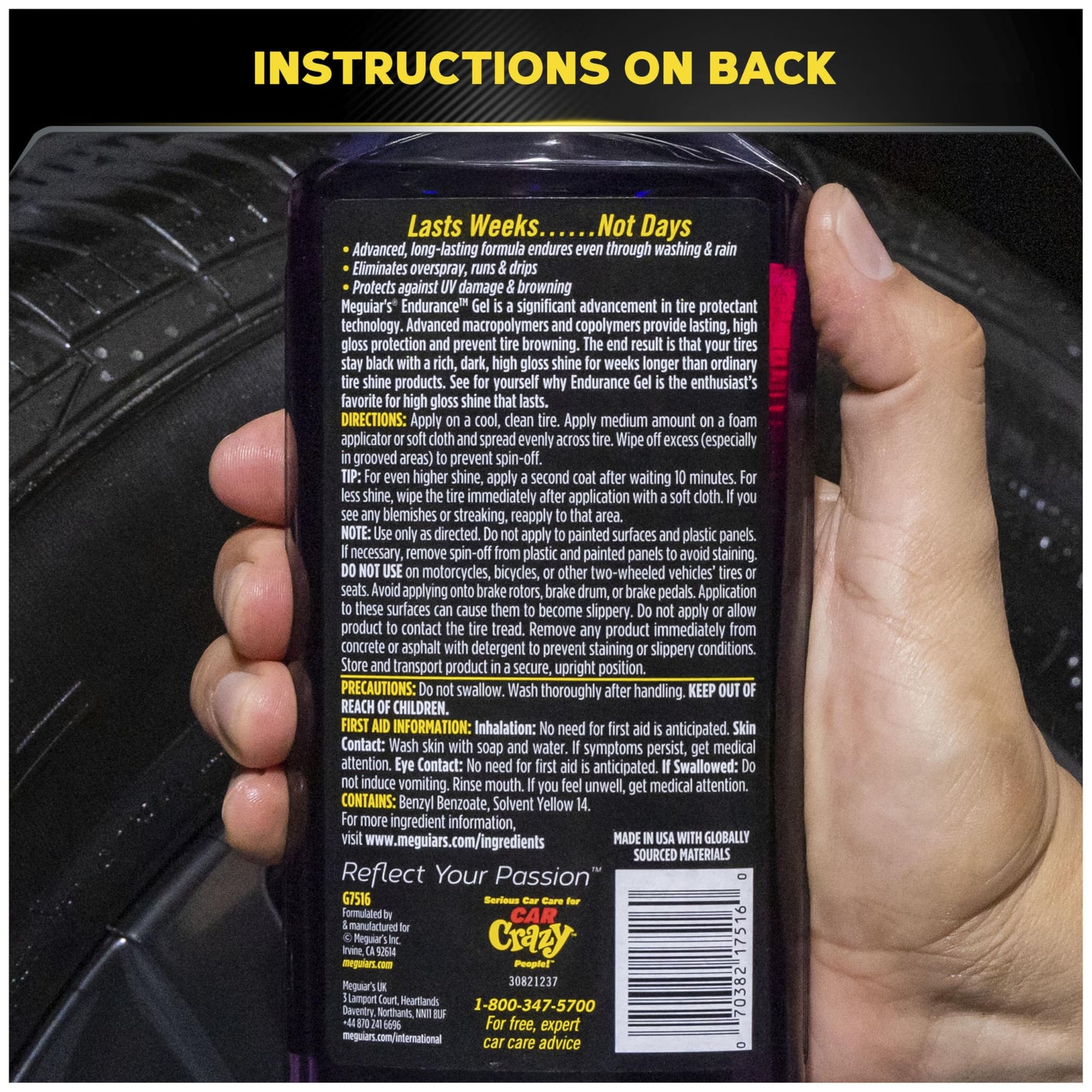 Meguiar's G7516 Endurance Tire Gel - 16 oz. Premium Tire Gel for a Lasting Glossy Shine