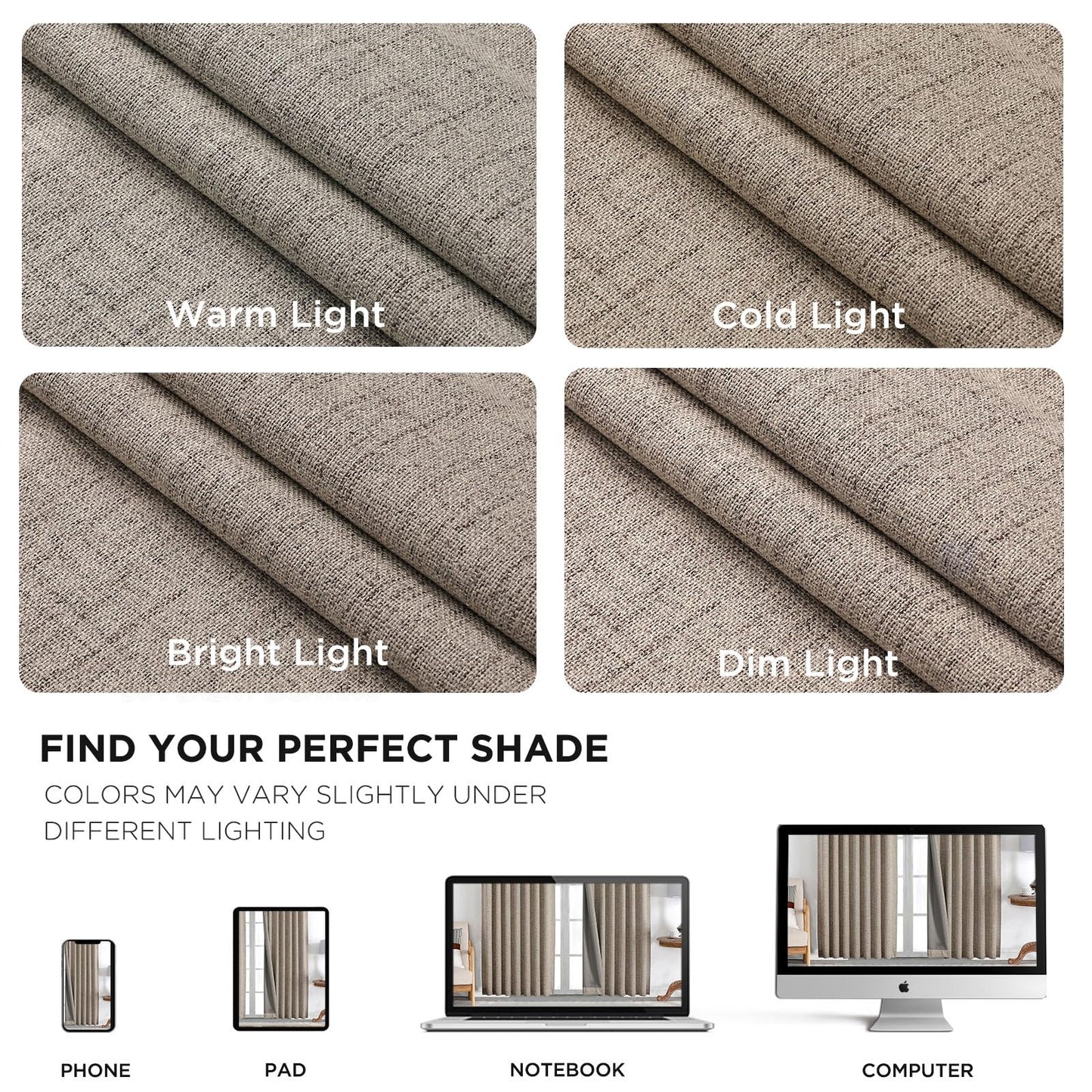 Joydeco Blackout Curtains 2 Panels - Natural Linen Curtains 84 Inch Long, Thermal Insulated Linen Light Blocking Drapes, Rod Pocket & Back Tabs, Darkening Privacy for Living Room Bedroom