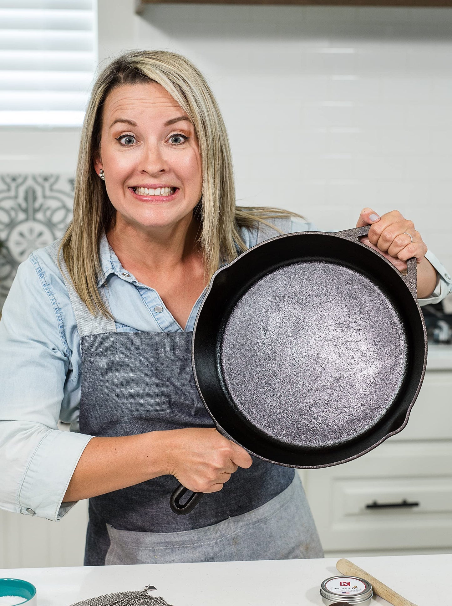 Knapp Made Cast Iron Seasoning Wax and Carbon Steel Seasoning Wax - Unique Blend of Natural Oils and Beeswax - Restore Cast Iron, Steel, Cutting Board, Kitchenware.Wood Seasoning Beeswax for furniture