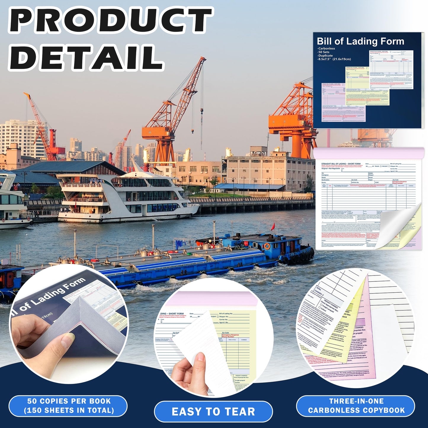 200 Sets Bill of Lading Short Form 8.5x7.5 Inches 3 Part Carbonless Paper with Backing Board Vehicle Transport Bill of Lading Form for Auto Haulers Car Shipping Dealerships (4)