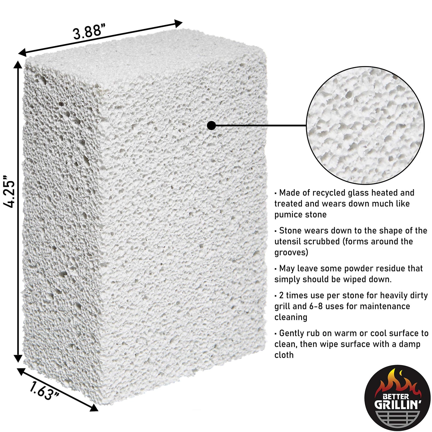 Better Grillin Scrubbin Stone Grill Cleaner-Scouring Brick/Barbecue Grill Brush/Barbecue Cleaner for BBQ, Griddle, 12pk
