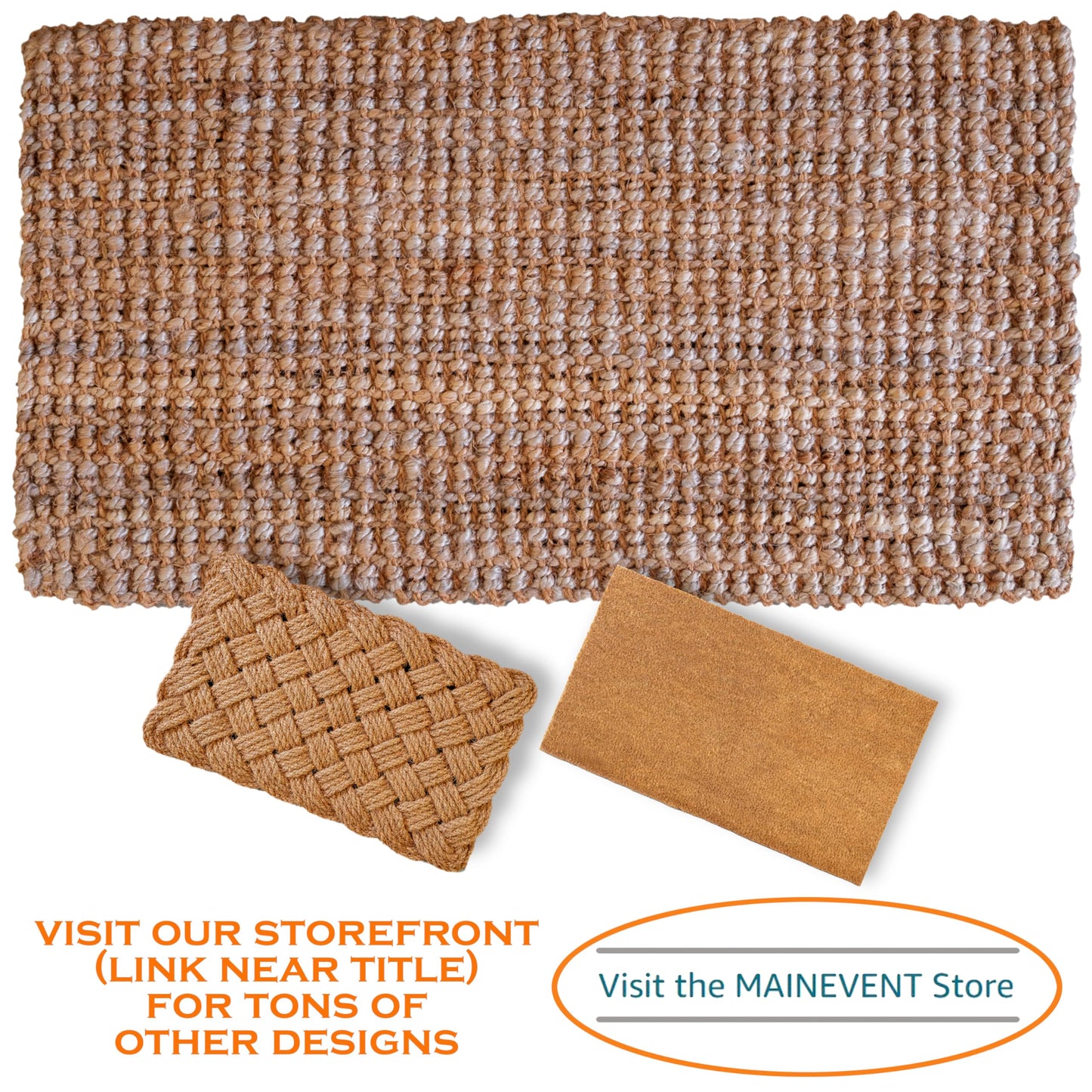 Jute Doormat 30x17 Inch, Jute Entryway Rug, Braided Doormat for Indoor or Covered Outdoor, Natural Woven Welcome Mat