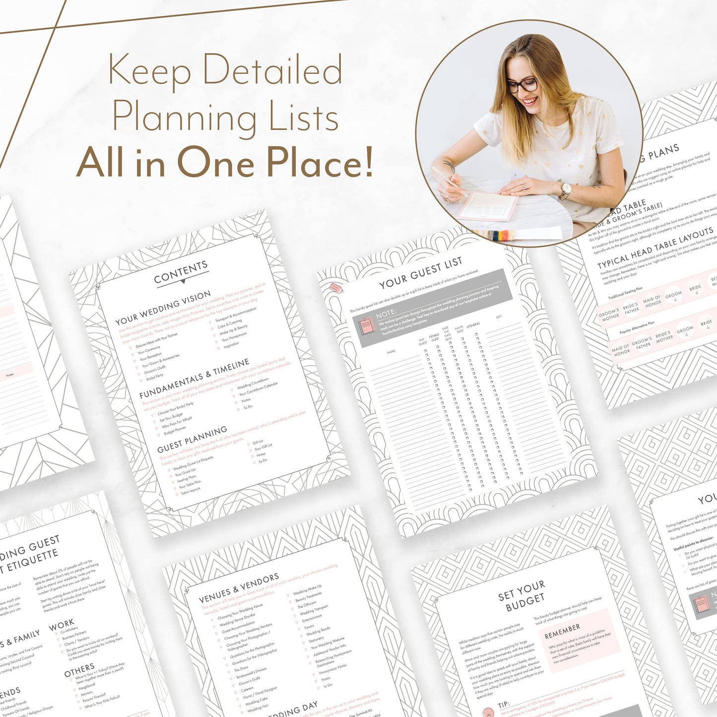 Your Perfect Day Wedding Planner Book and Organizer - Wedding Planner Book - Bridal Planning Binder with Countdown Calendar - Bride Gifts, Bridal Stuff, Notebook, Journal (MARBLED)