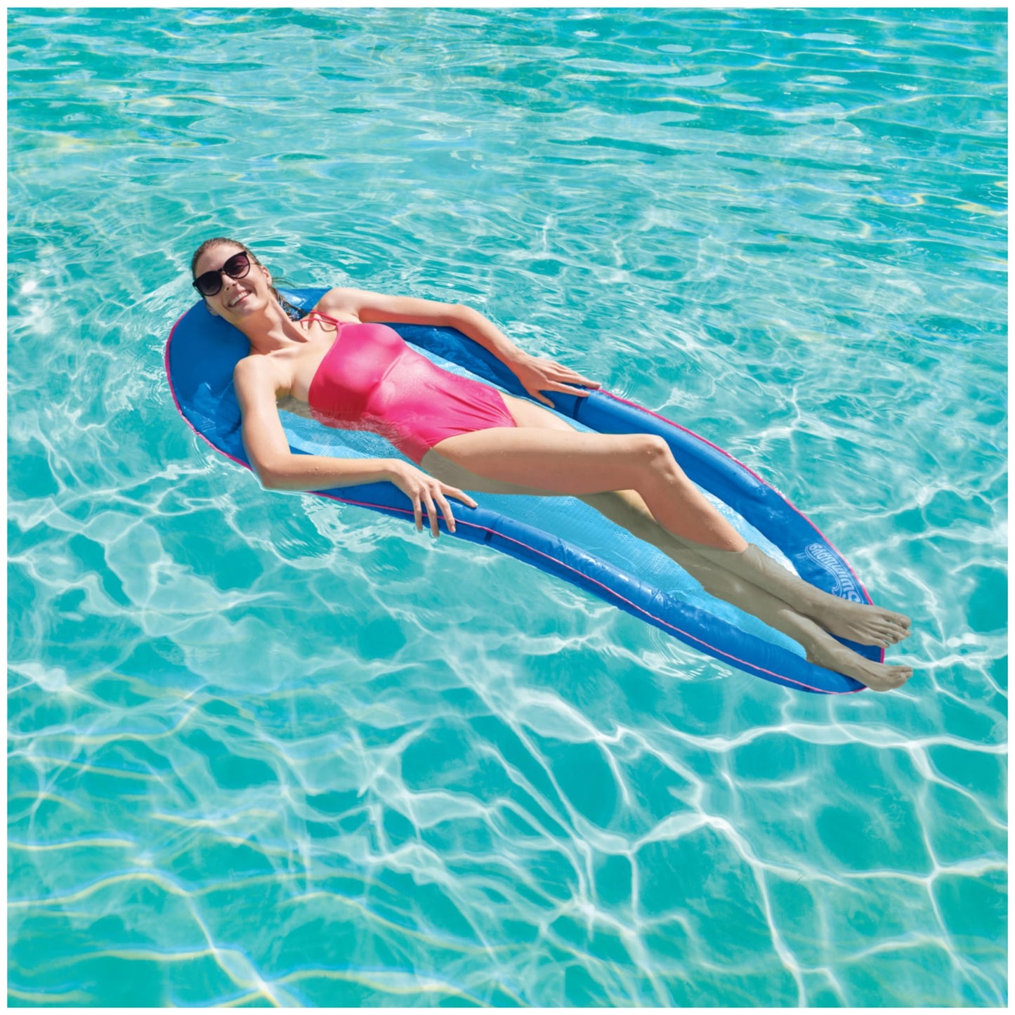 SwimWays Spring Float Premium Hammock Pool Lounger, Inflatable Pool Floats Adult with Fast Inflation for Ages 15 & Up