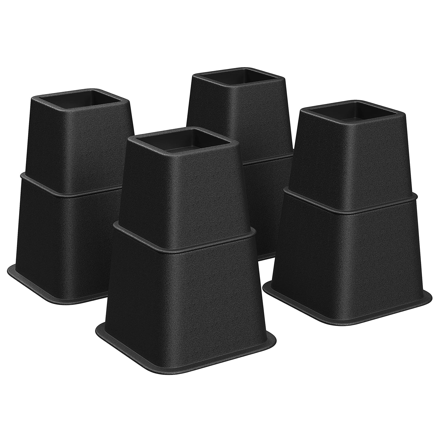 SONGMICS 4-Pack Heavy Duty Bed Lifts, Adjustable 3/5/8 Inch, Supports up to 1300 lb, Black, Rectangular, Modern, PP Plastic, 2.8" x 3-8", Beds, Sofas, Desks, Tables