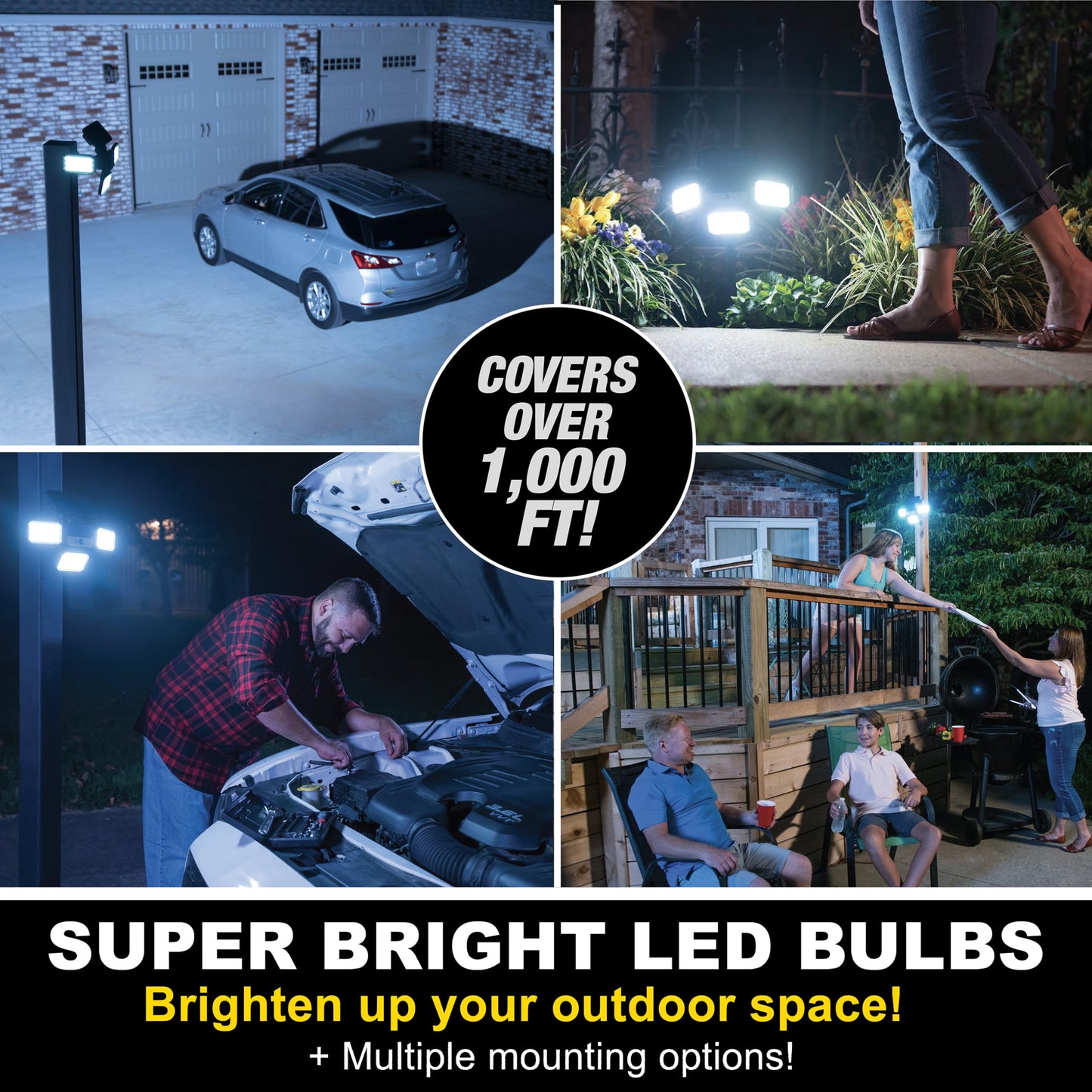 Bionic Floodlight 180 Degrees Swiveling Light by Bell+Howell Solar Lights Outdoor with Motion Sensor LED Solar Outdoor Lights 108 High Power LED Bulbs Adjustable Panels for Garden Patio As Seen On TV