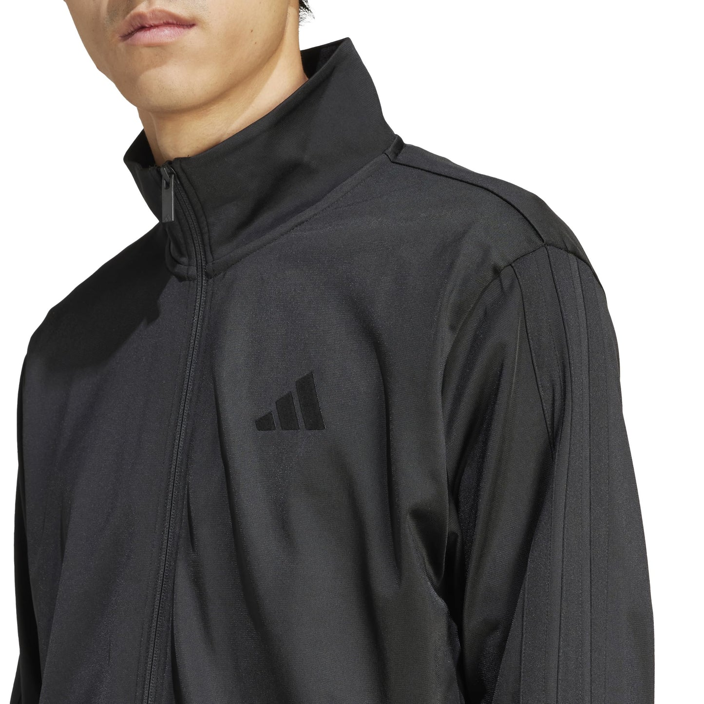 adidas Men's 3-Stripes Tricot Track Top, Black/Black, Small