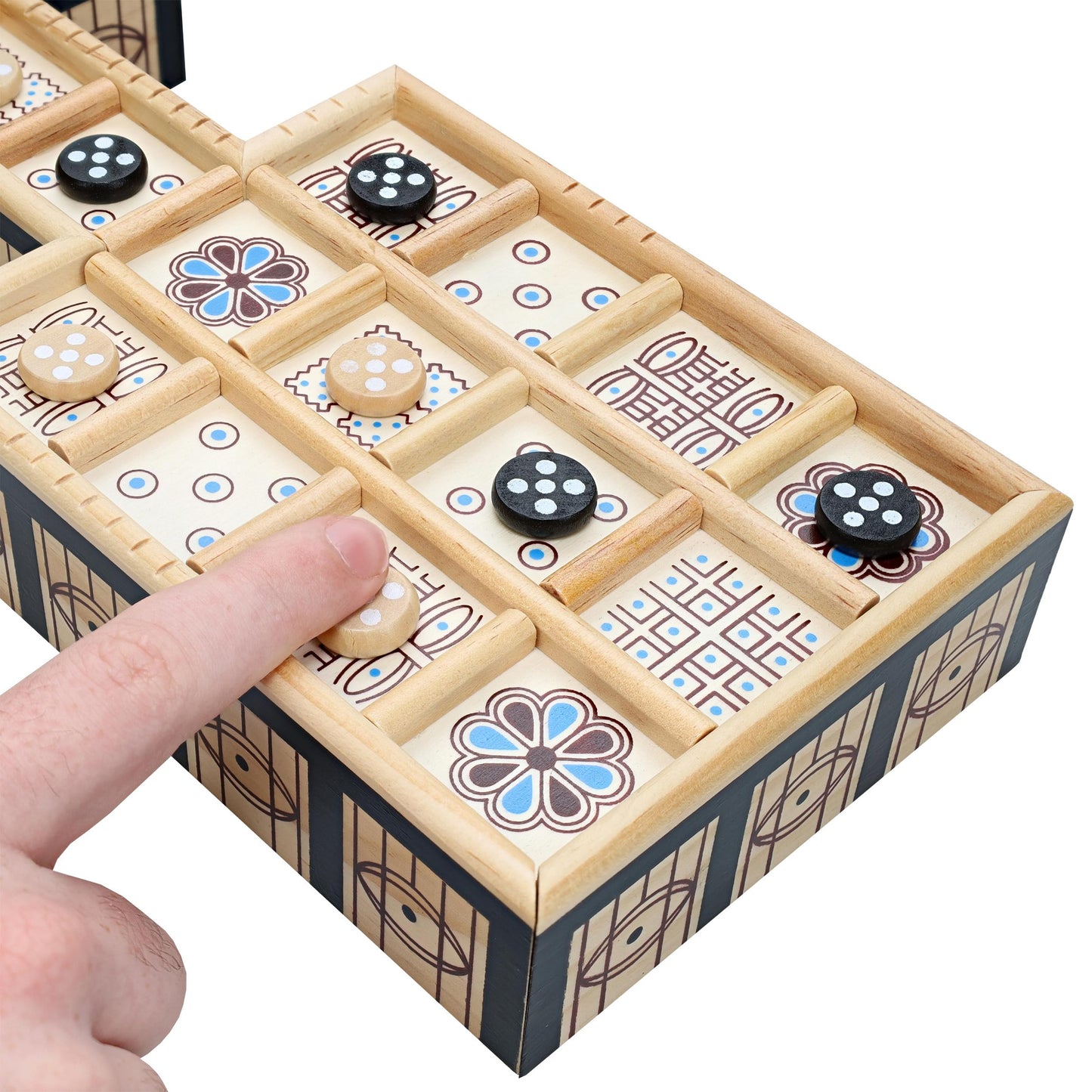 WE Games Royal Game of UR - Ancient Strategy Two-Player Board Game with 13.5” x 5.5” Wood Board & Storage Drawers, Ideal for History Enthusiasts