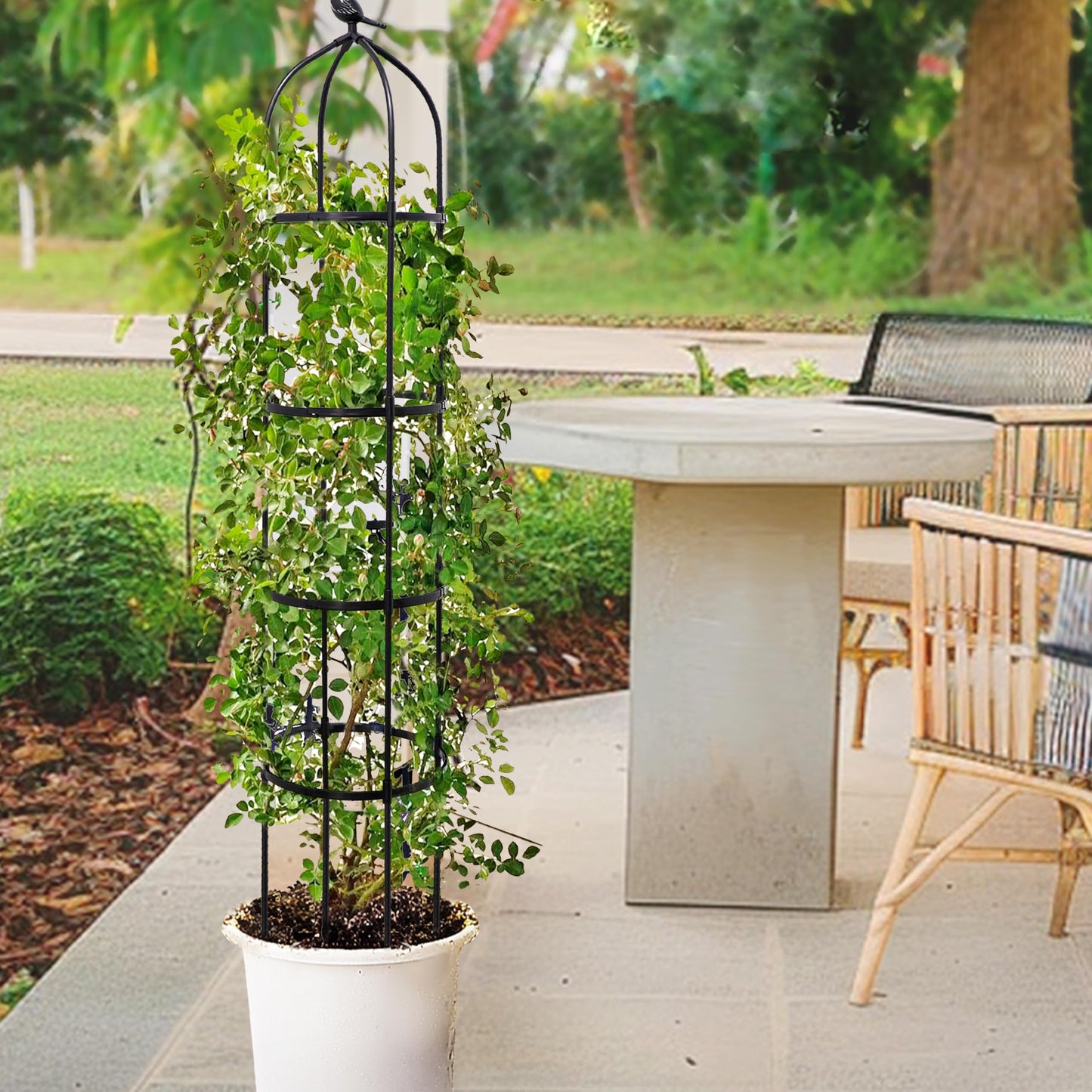 TCBWFY 2-Pack 6FT Garden Obelisk Trellis for Climbing Plants,70”Metal Plant Support Tower, Heavy Duty Thickened Tube,Rustproof Black Flower Stand for Vines, Roses, Outdoor & Indoor Use