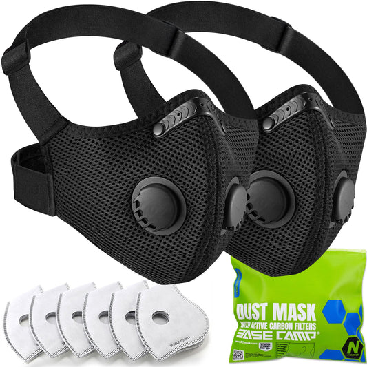 BASE CAMP M PRO Dust Mask, All day Comfortable Reusable Respirator Mask, L-shaped Head Strap Design, Safety Work Mask for Woodworking, Landscaping, DIY, Dust, Pollen