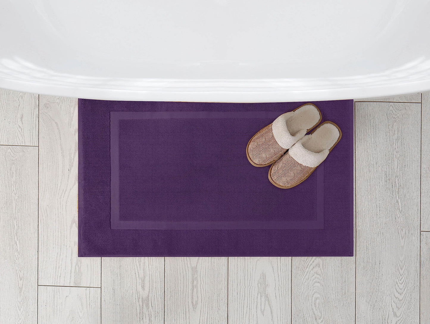Utopia Towels Cotton Banded Bath Mats, 2 Pack, Not a Bathroom Rug, 21 by 34 Inches, 100% Ring Spun Cotton, Highly Absorbent Shower Bathroom Floor Towel, Plum
