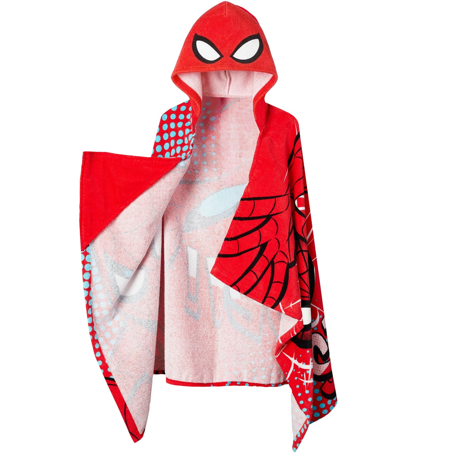 Marvel Spiderman Boys Beach Towel, Wearable Pool Swimming Towel, Wrap Hooded Towels for Kids, Kids Bath Towels, Red One Size