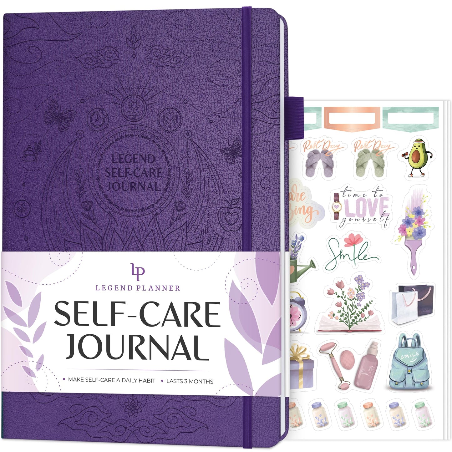 Legend Self-Care Journal – Guided Daily Reflection Journal to Support Mental & Physical Health – Daily Mood, Meditation & Personal Development Notebook – 7x10.5”, Lasts 3 Months (Purple)
