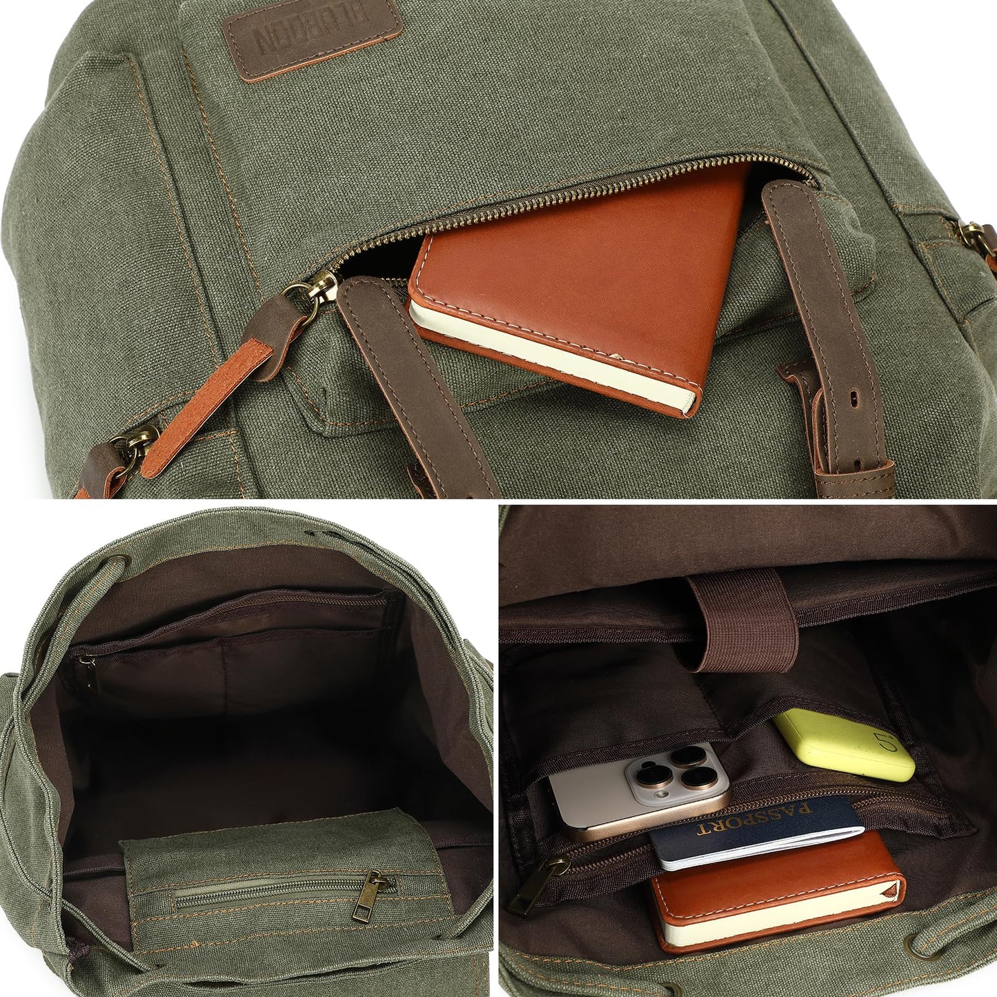 Vintage Canvas Backpacks Mens Rucksacks Casual Canvas Bags (Green)