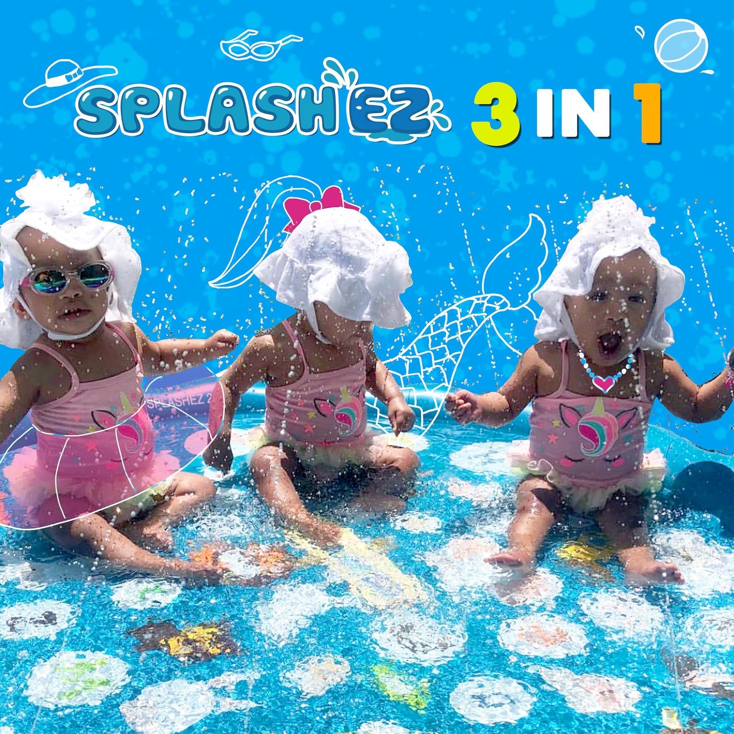 SplashEZ 3-in-1 Splash Pad, Sprinkler for Kids, and Wading Pool for Learning – Children’s Sprinkler Pool, 60’’ Inflatable Water Toys – “from A to Z” Outdoor Swimming Pool for Babies and Toddlers
