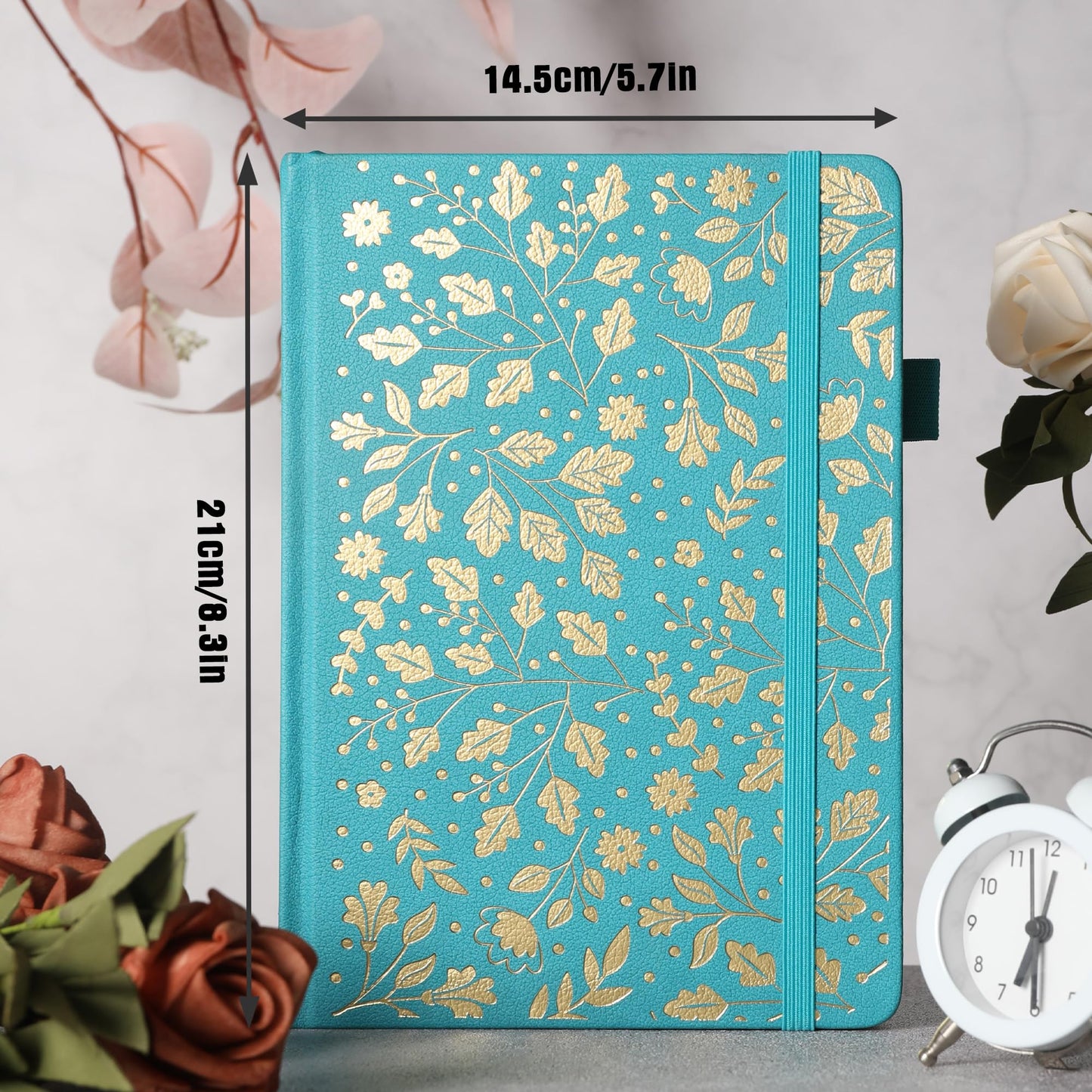 TIEFOSSI Dot Journal, Vintage Journal Notebook for Women Men, 160 GSM 192 Premium Pages, A5 Hardcover Journaling Notebooks Gift, for Travel Office Daily Writing Teal2