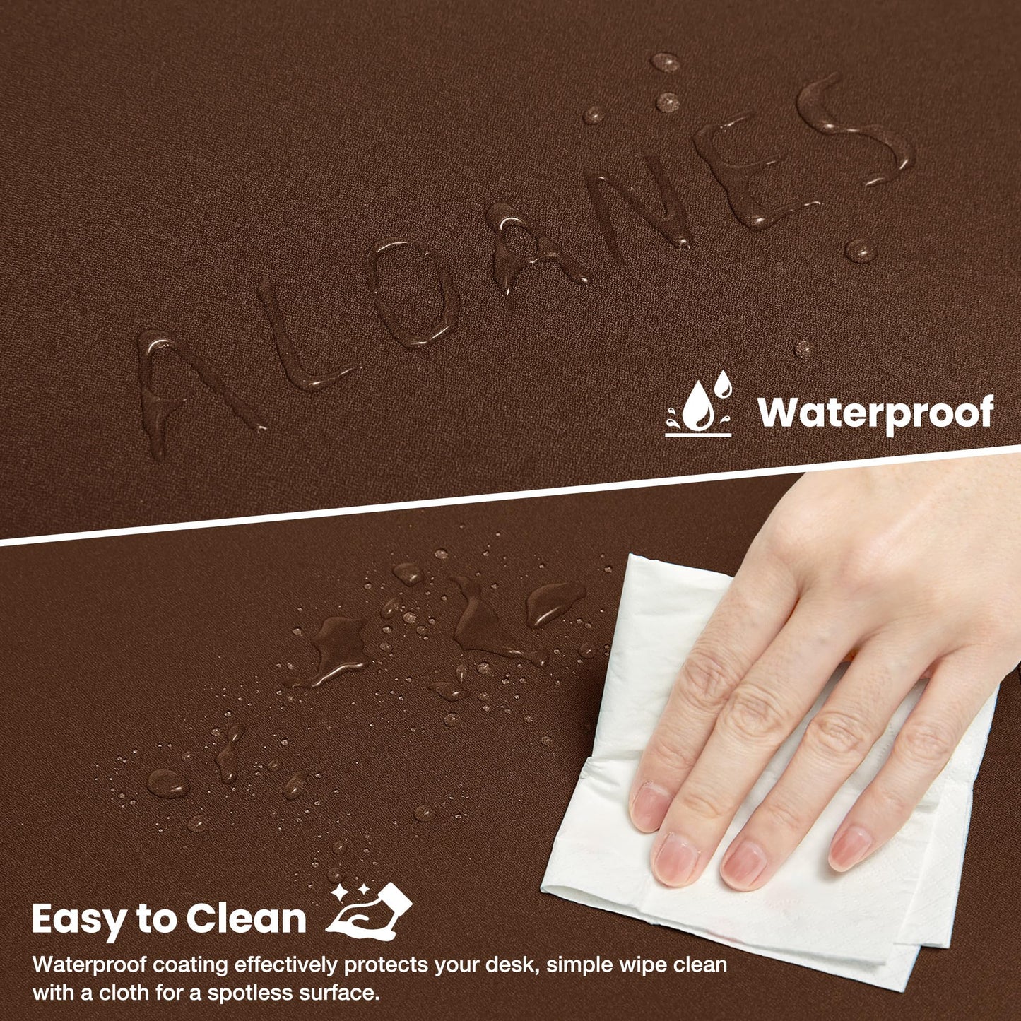 ALOANES Waterproof Large Gaming Mouse Pad with Durable Stitched Edges Non-Slip Rubber Base, Mouse Mat Desk Pad for Home Office Gaming, 40cm x90cm x0.3cm, Brown