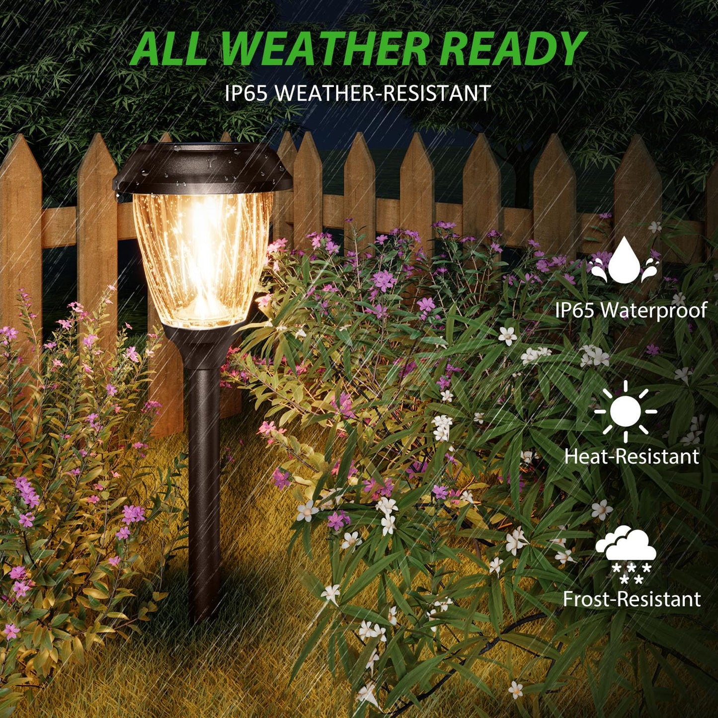 XMCOSY+ Solar Lights Outdoor 10/25 LM LED with 2 Lighting Modes, Solar Garden Lights Glass and Metal, IP65 Waterproof Solar Powered for Yard Pathway Walkway Driveway Patio (6 Pack, Warm White)