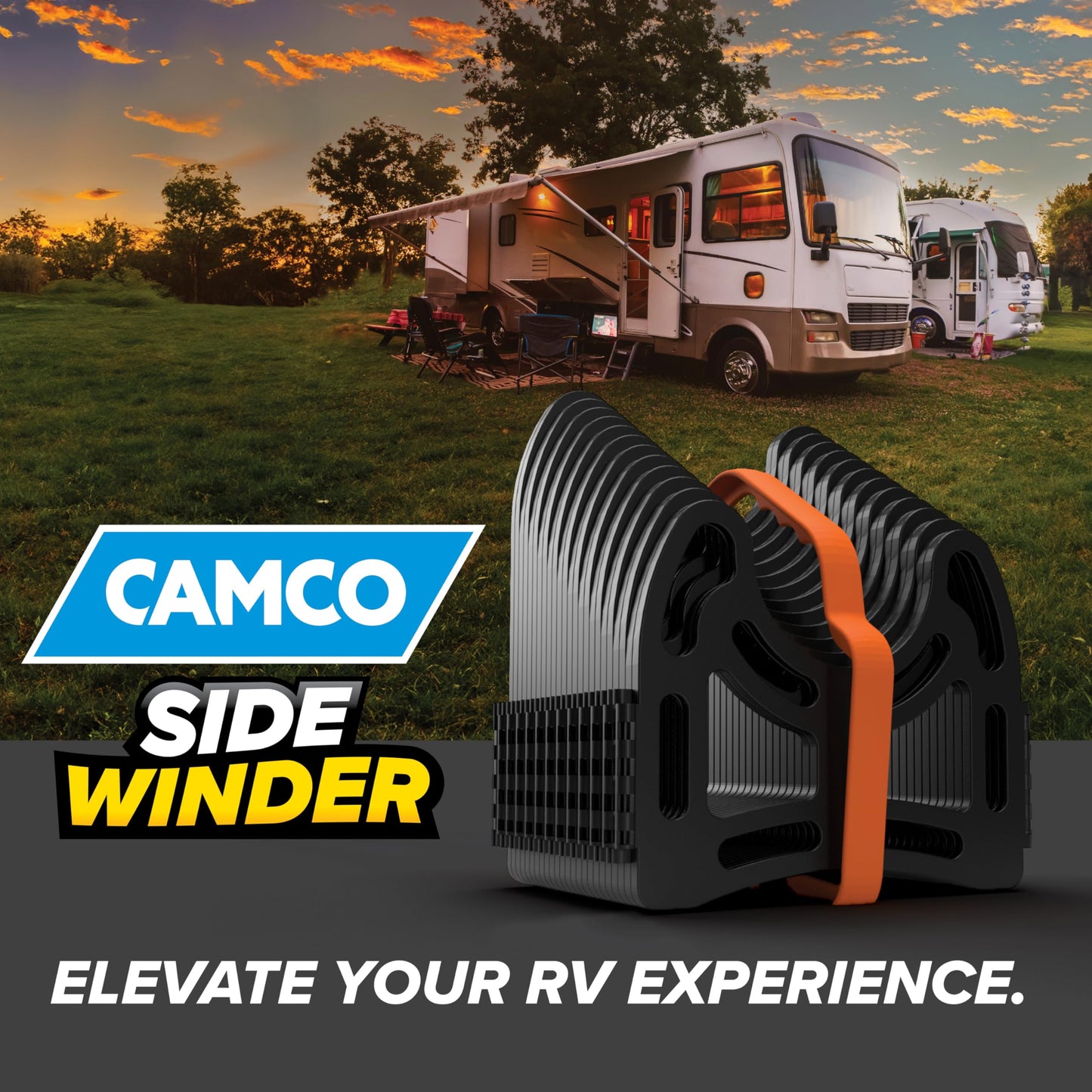 Camco Sidewinder 15-Ft RV Sewer Hose Support - Features Flexible Telescoping Design for Avoiding Obstacles & Deep Cradles Secure RV Sewer Hose - Out-of-The-Box Ready & Folds for RV Storage (43041)